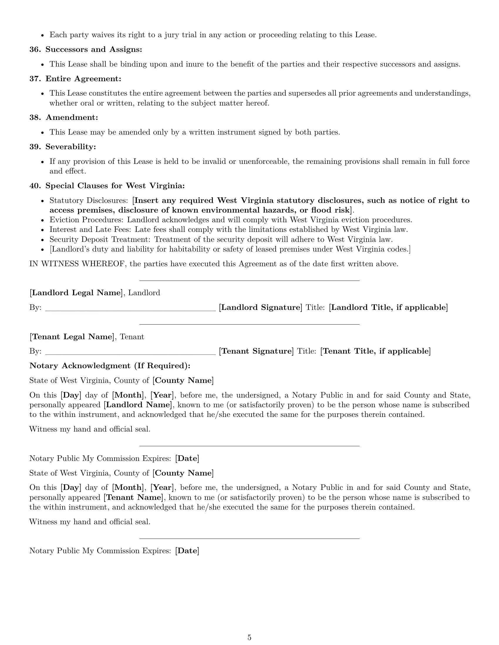 Preview page 5 of Free West Virginia commercial lease agreement template