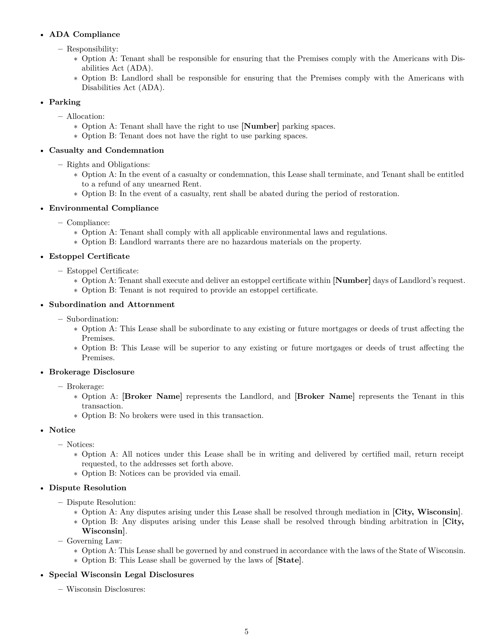 Preview page 5 of Free Wisconsin commercial lease agreement template