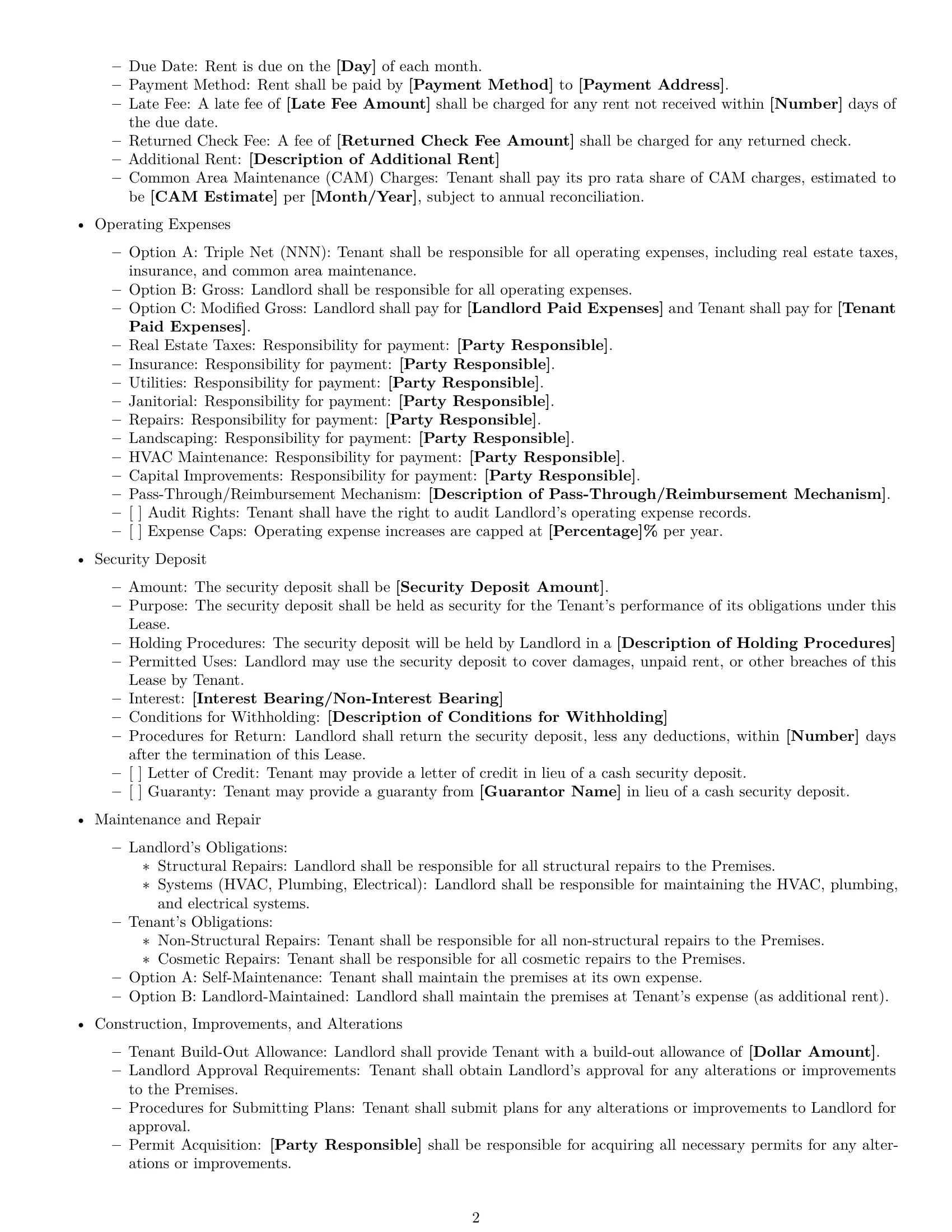 Preview page 2 of Free California commercial lease agreement template