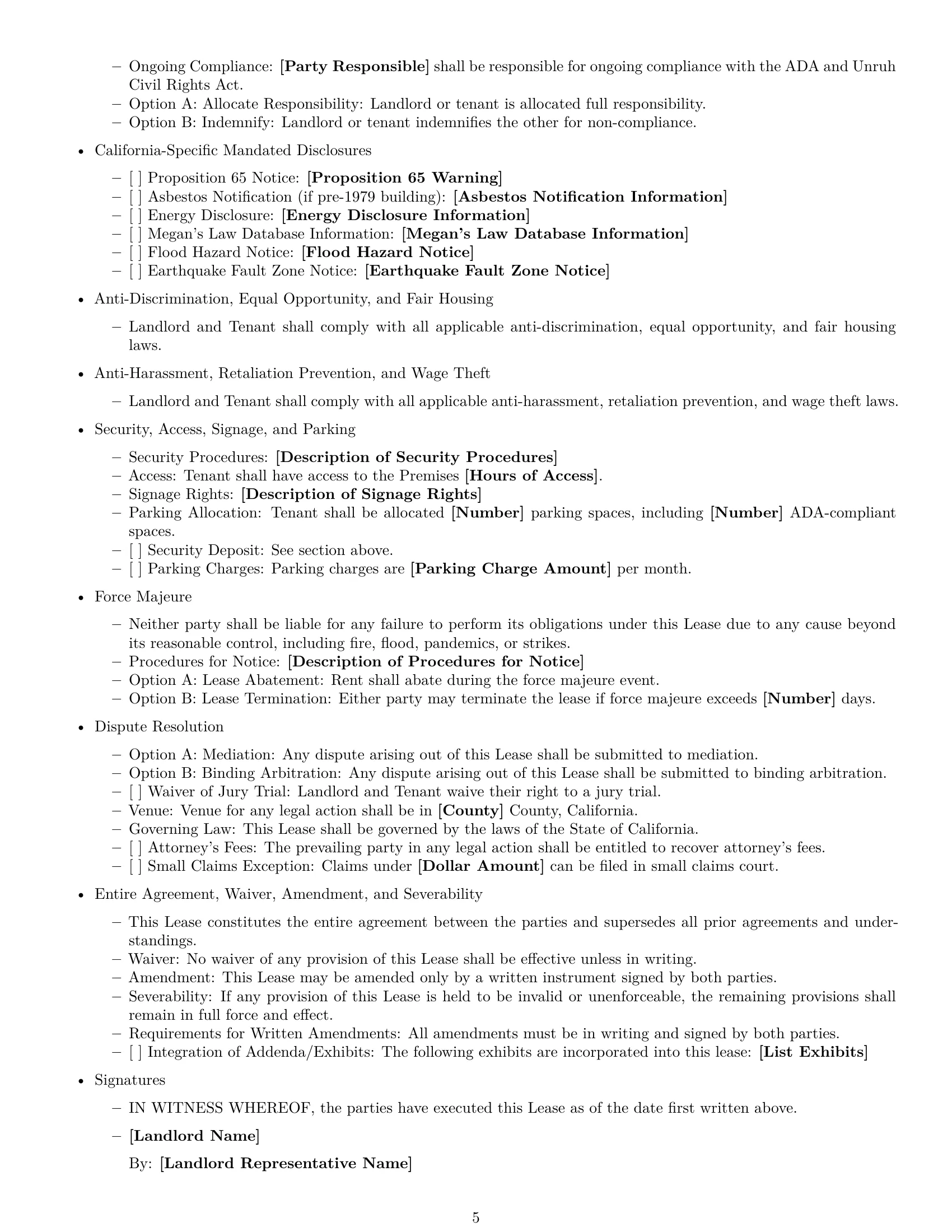 Preview page 5 of Free California commercial lease agreement template