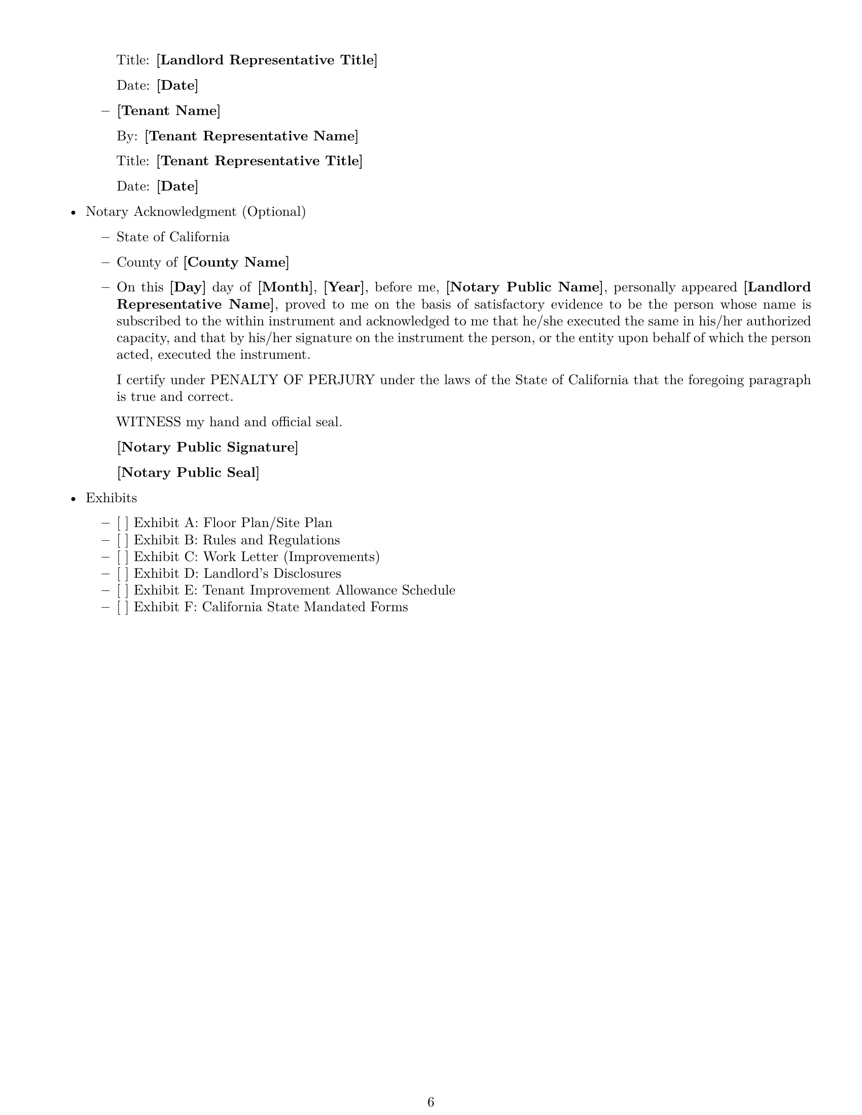 Preview page 6 of Free California commercial lease agreement template
