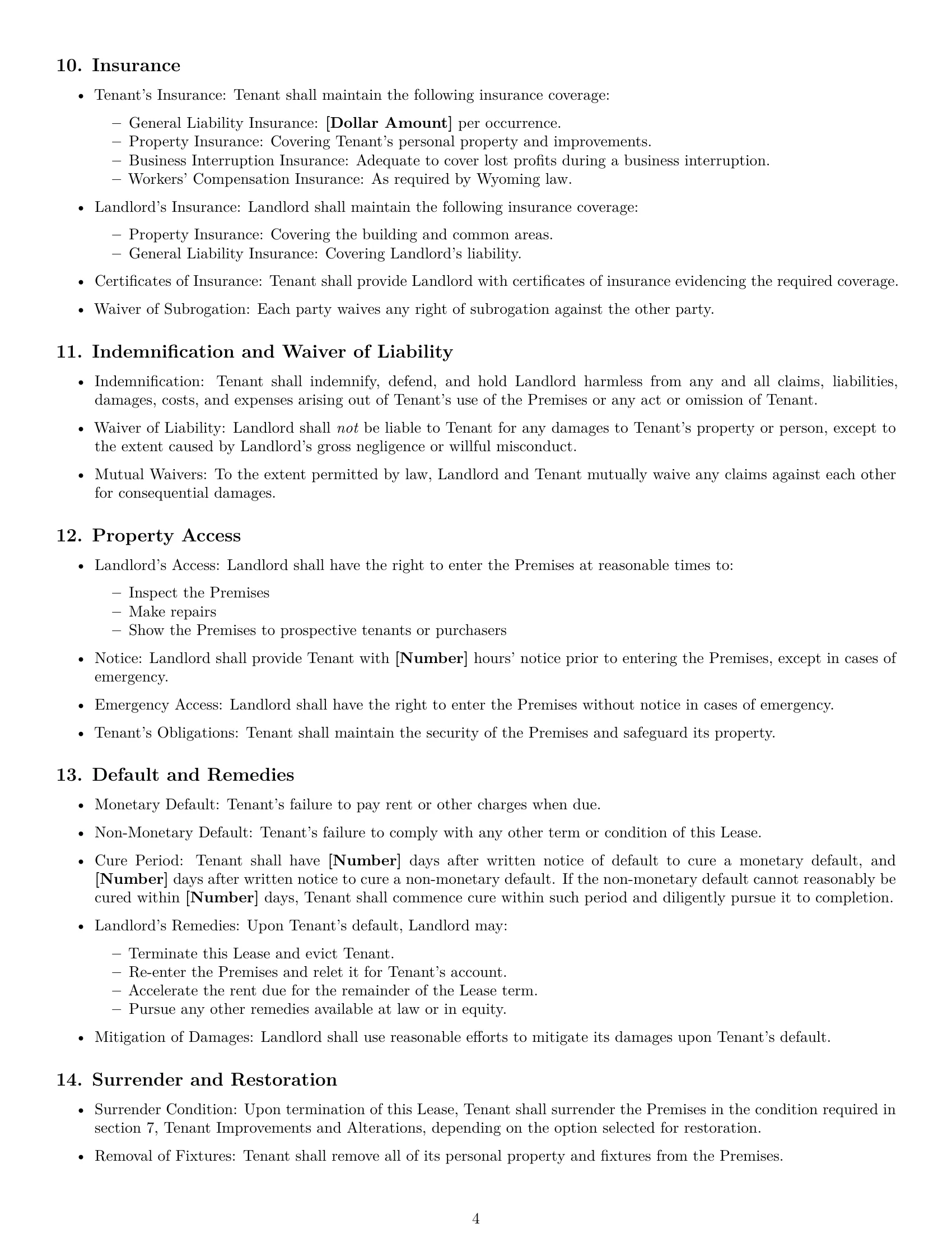 Preview page 4 of Free Wyoming commercial lease agreement template