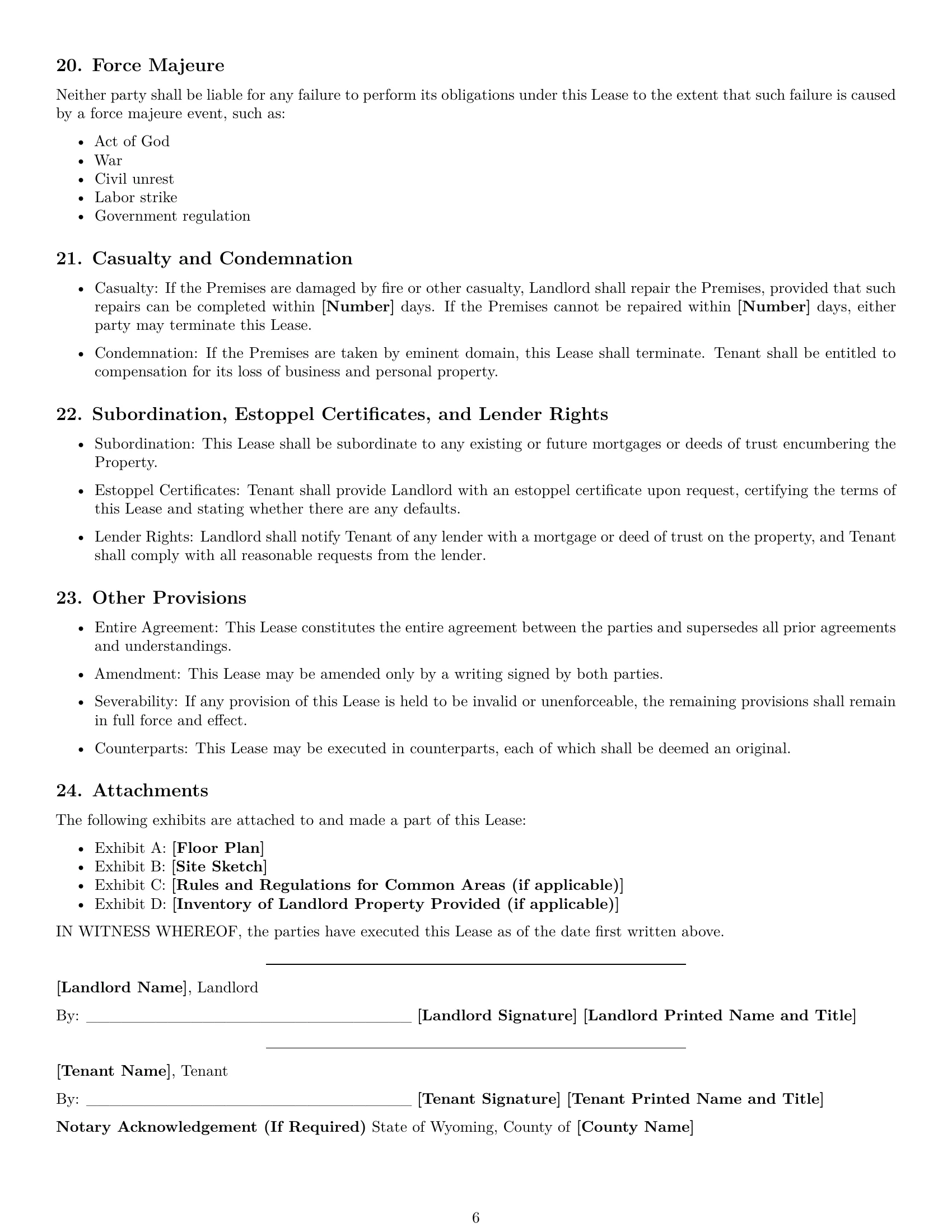 Preview page 6 of Free Wyoming commercial lease agreement template