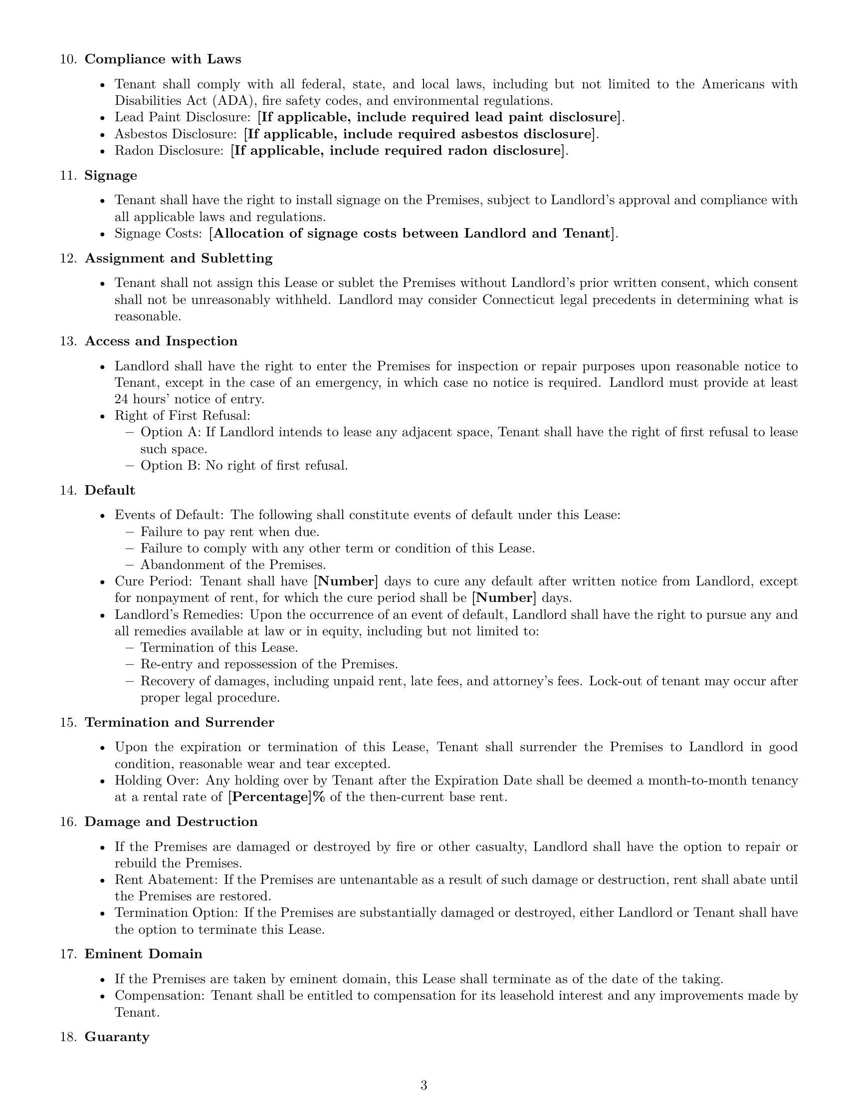 Preview page 3 of Free Connecticut commercial lease agreement template