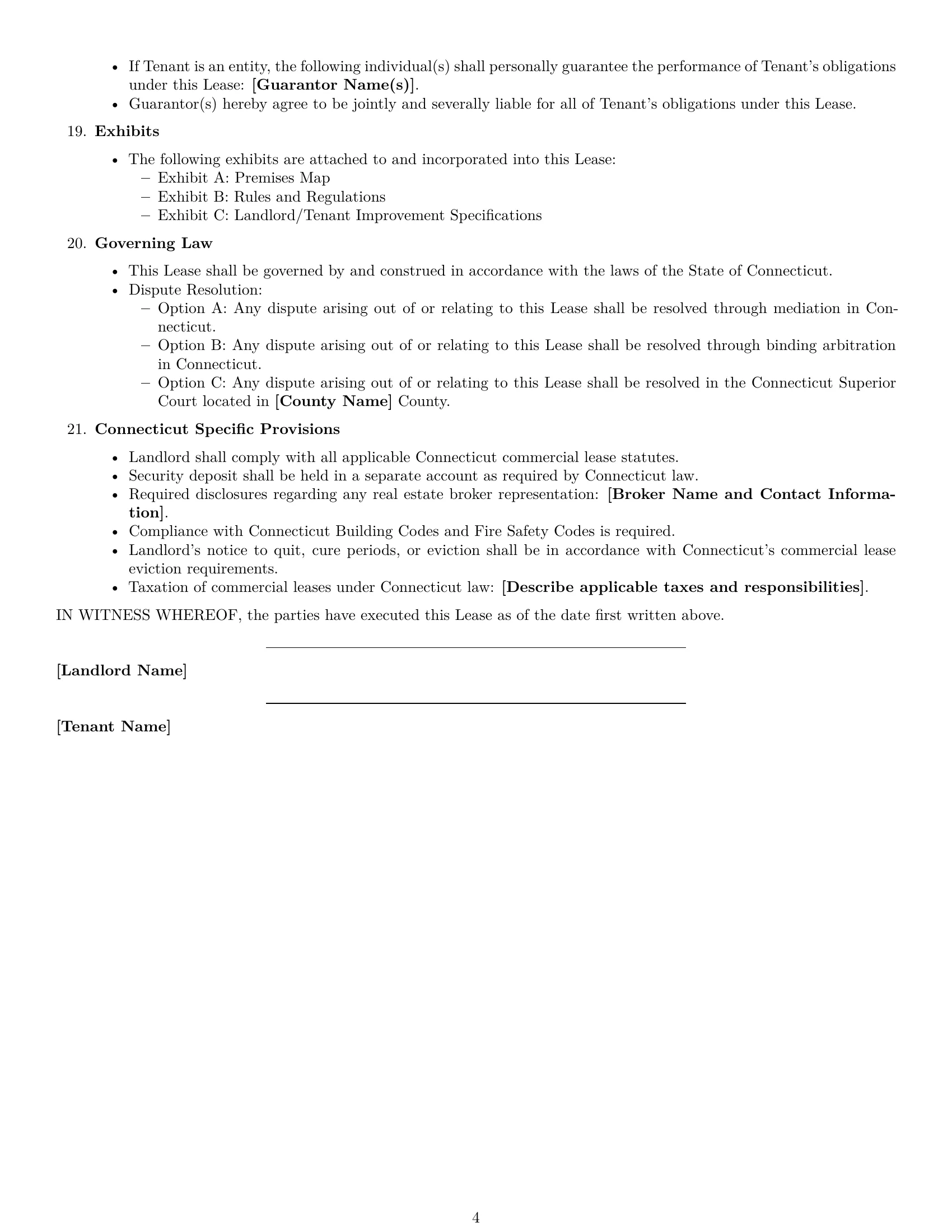 Preview page 4 of Free Connecticut commercial lease agreement template