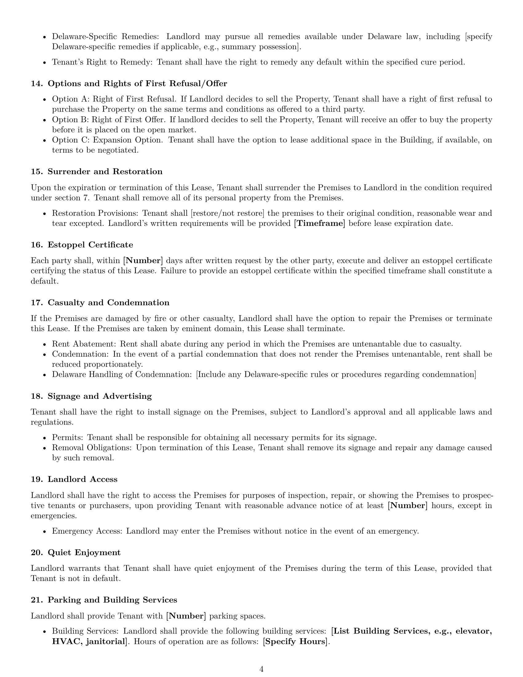 Preview page 4 of Free Delaware commercial lease agreement template
