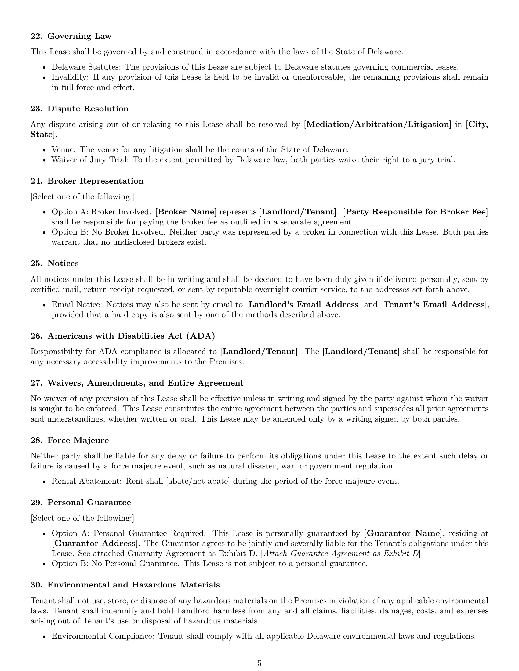 Preview page 5 of Free Delaware commercial lease agreement template
