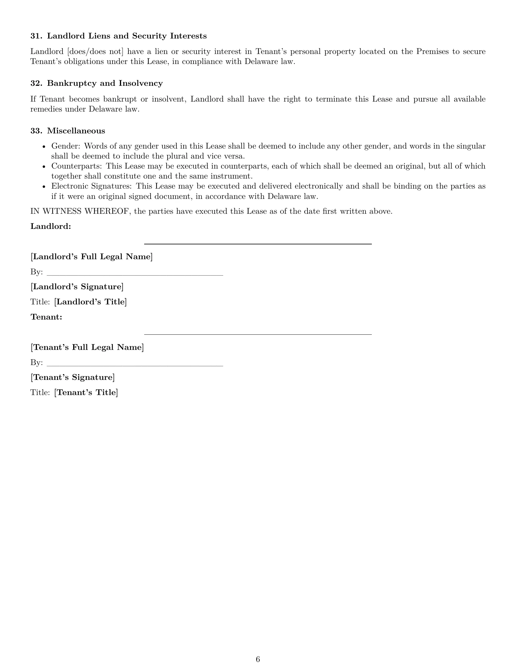 Preview page 6 of Free Delaware commercial lease agreement template