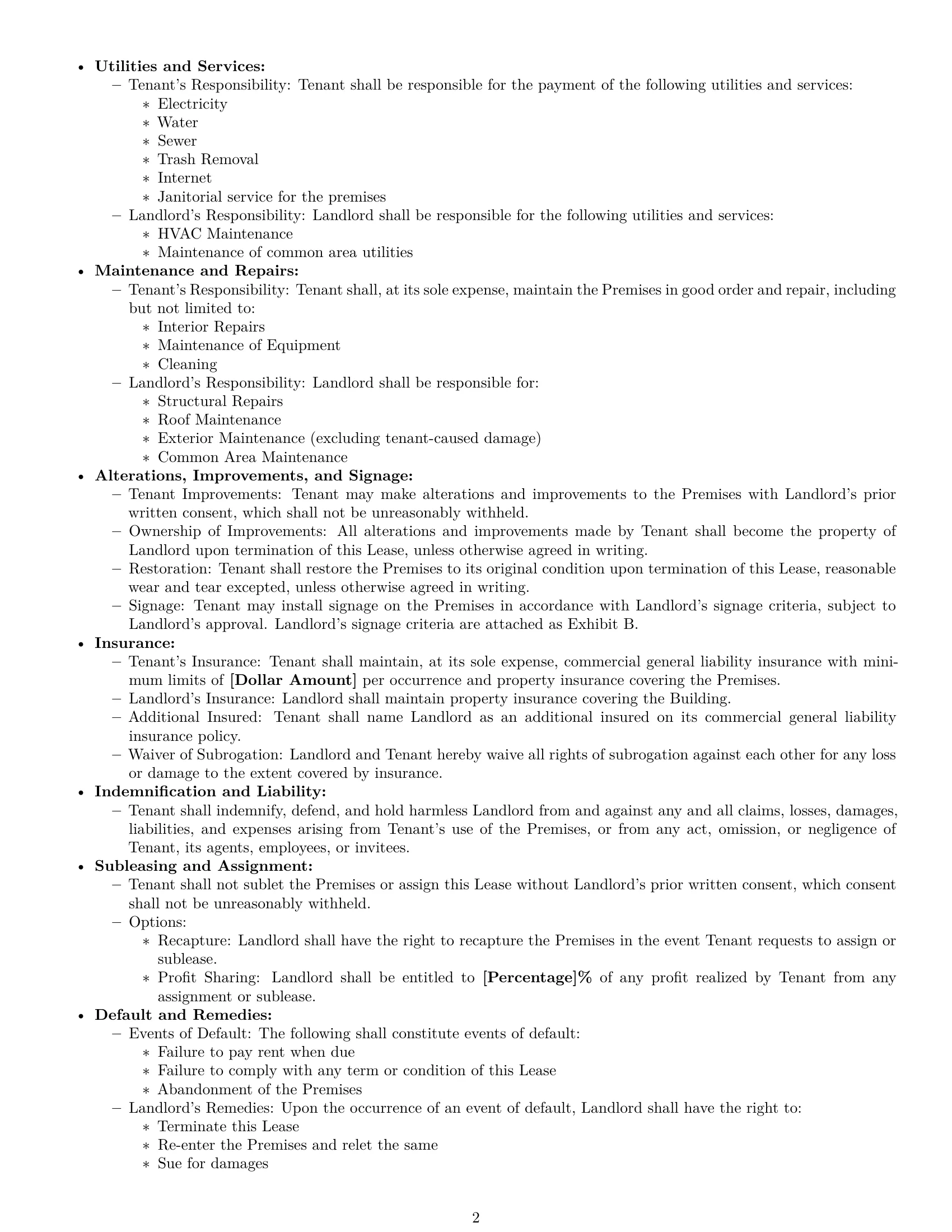 Preview page 2 of Free Florida commercial lease agreement template