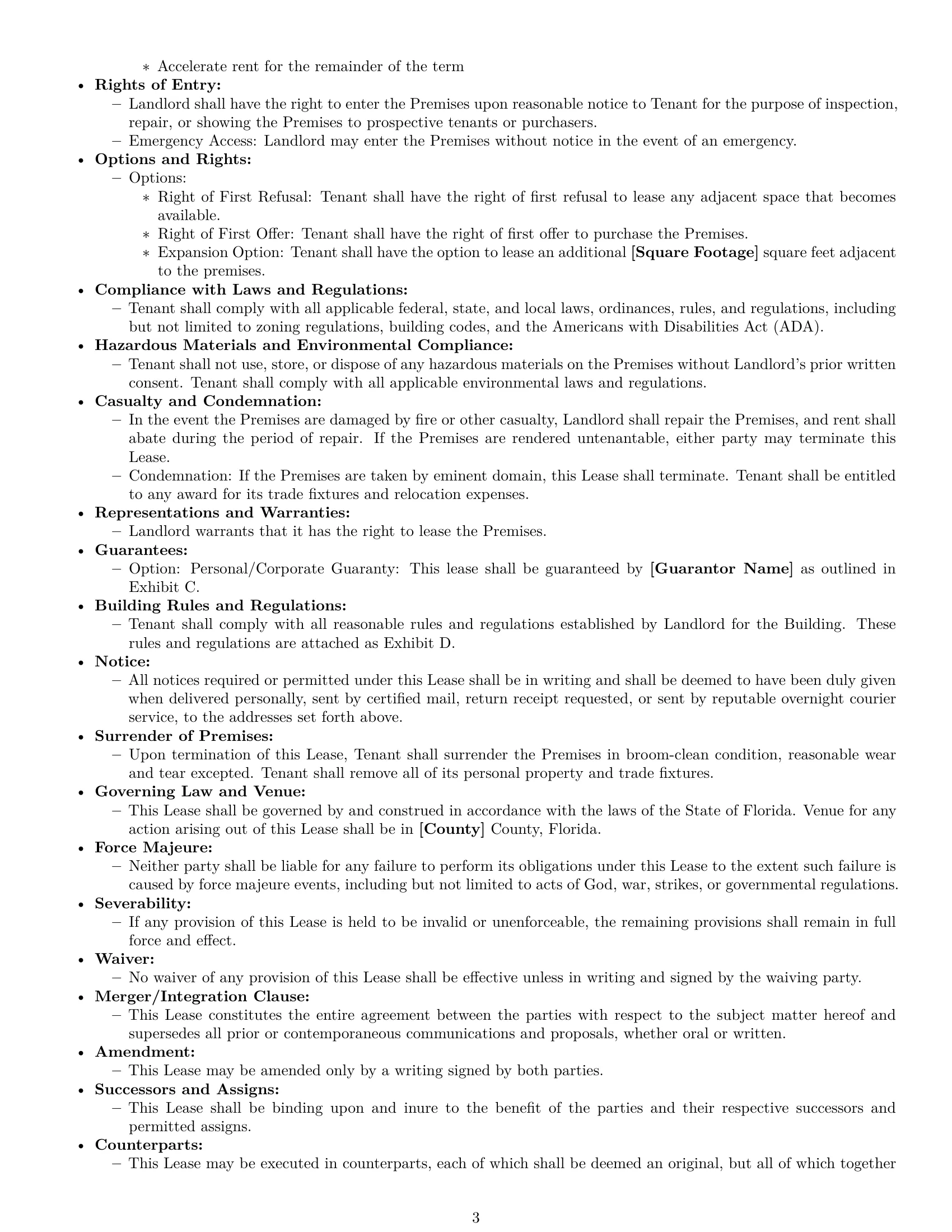 Preview page 3 of Free Florida commercial lease agreement template