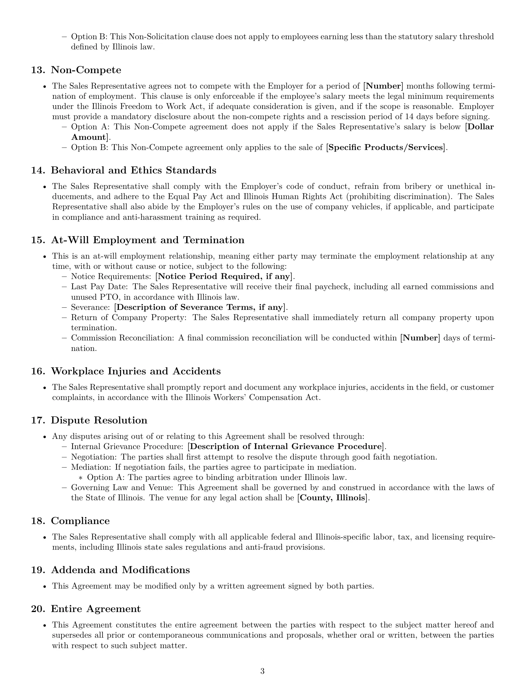 Preview page 3 of Free Illinois sales representative employment contract template