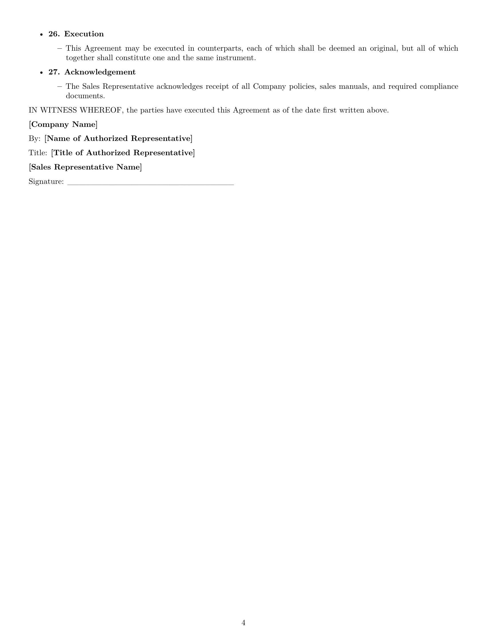 Preview page 4 of Free Kansas sales representative employment contract template