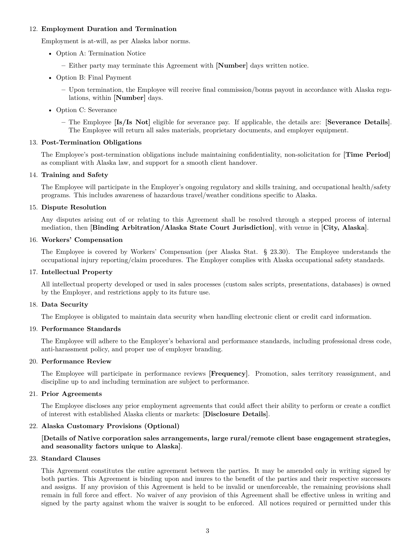 Preview page 3 of Free Alaska sales representative employment contract template