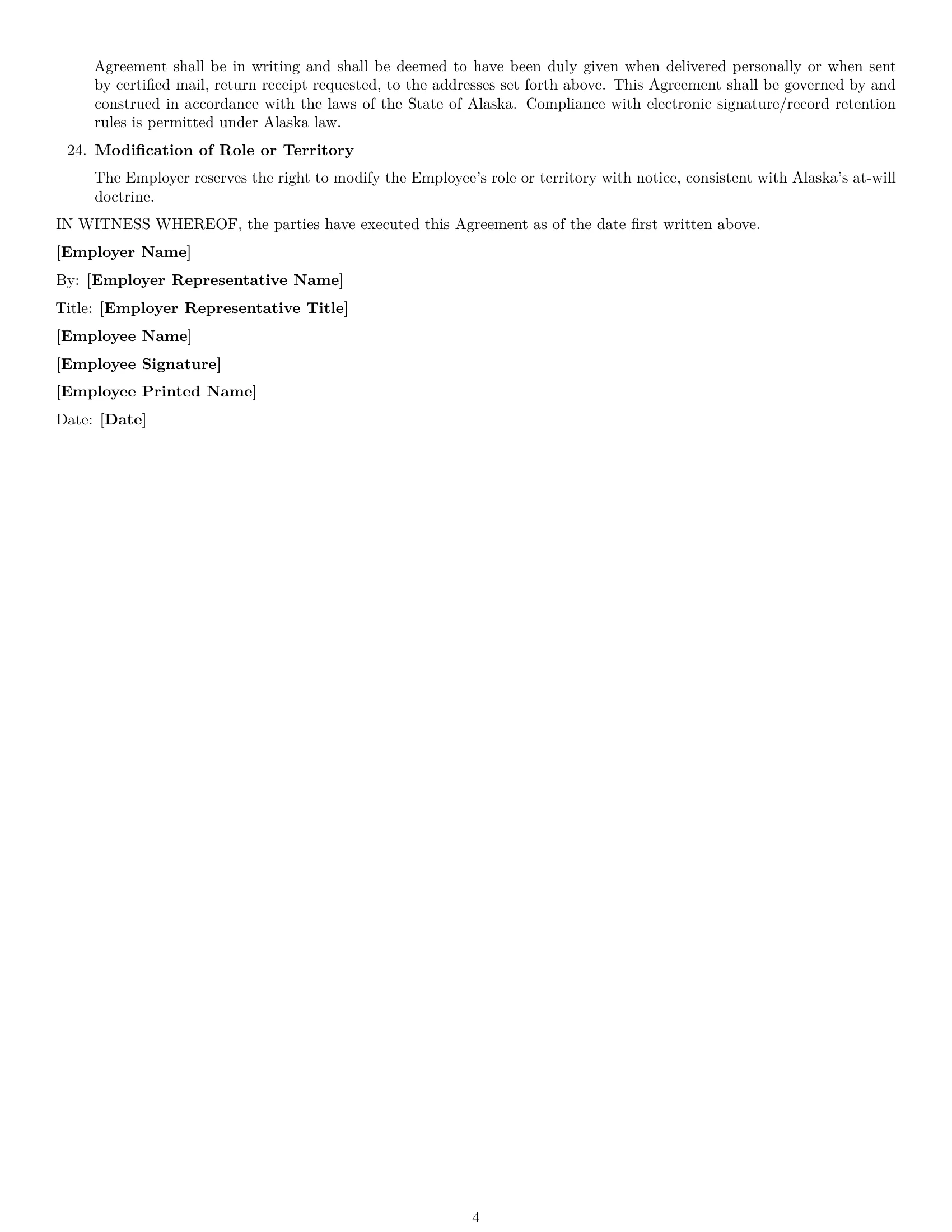 Preview page 4 of Free Alaska sales representative employment contract template