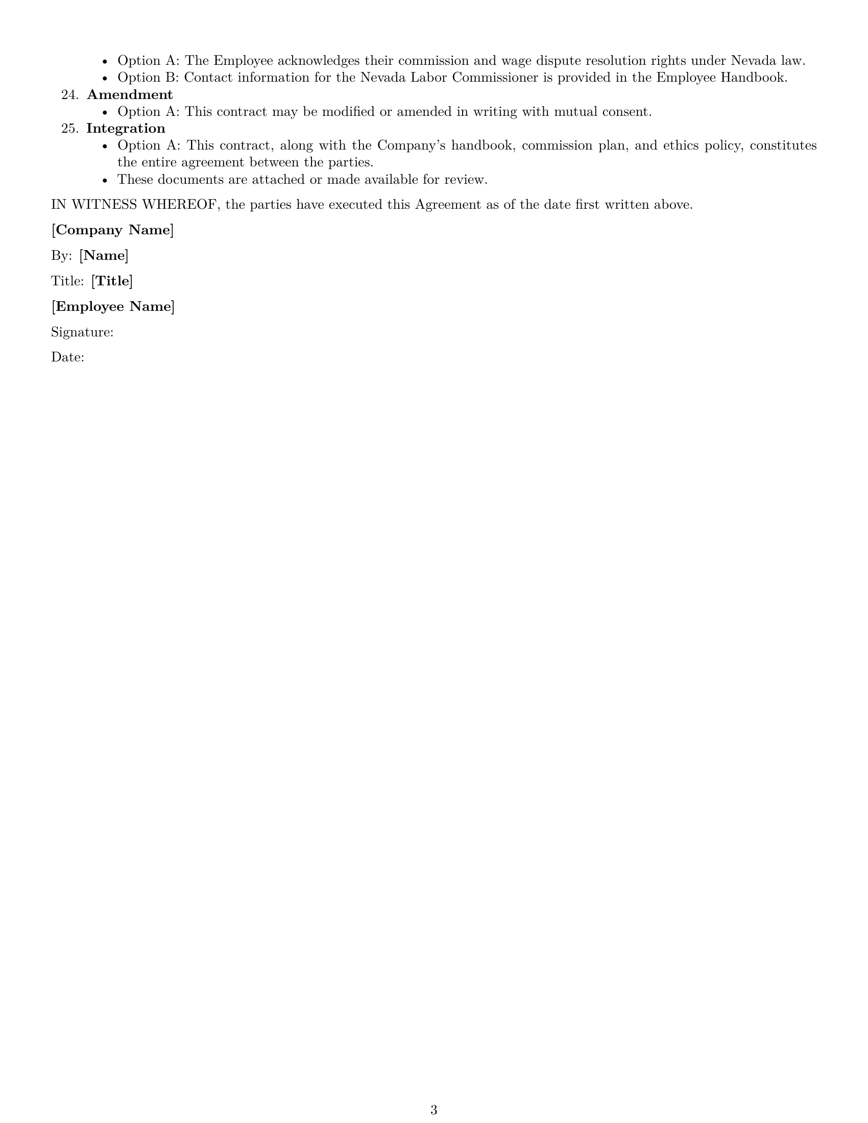 Preview page 3 of Free Nevada sales representative employment contract template