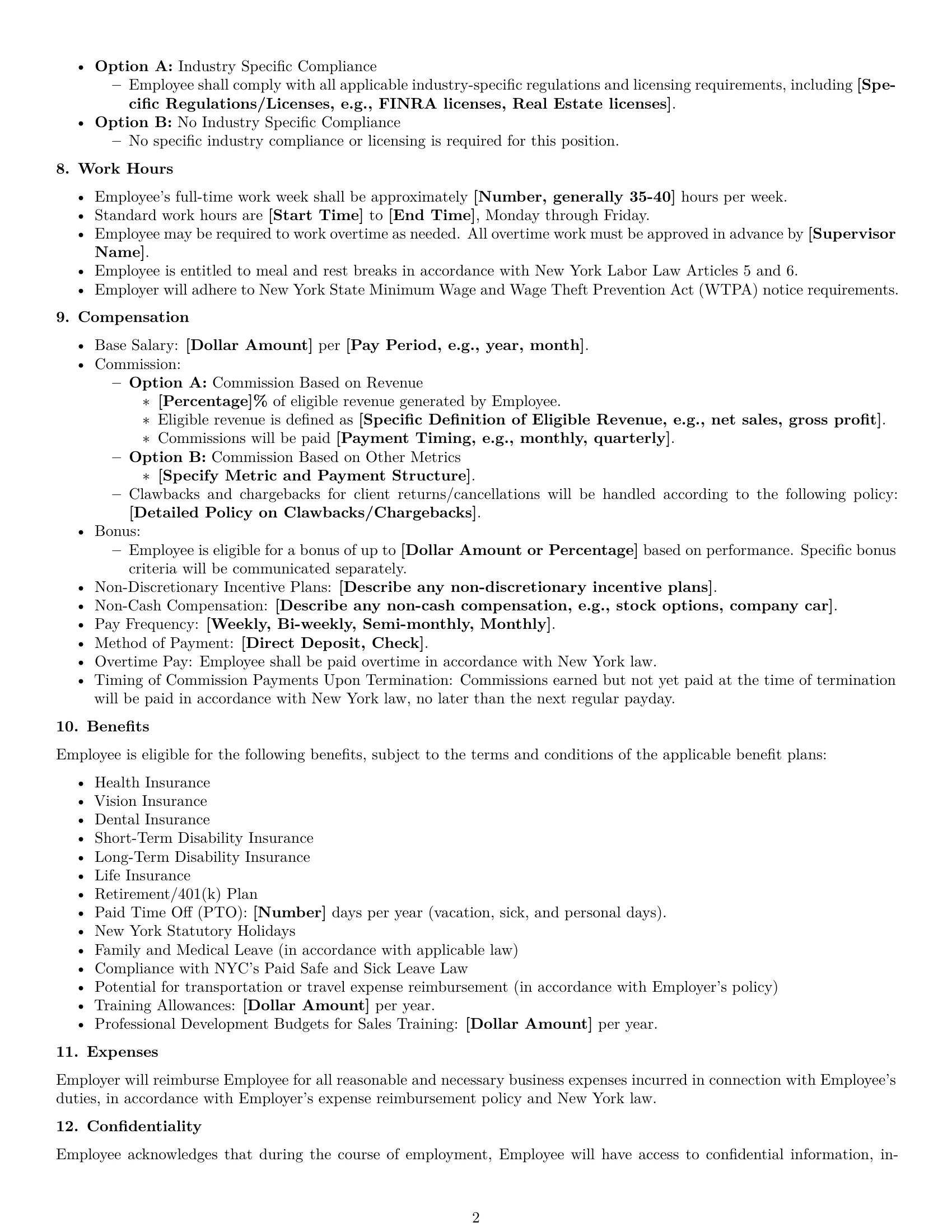 Preview page 2 of Free New York sales representative employment contract template