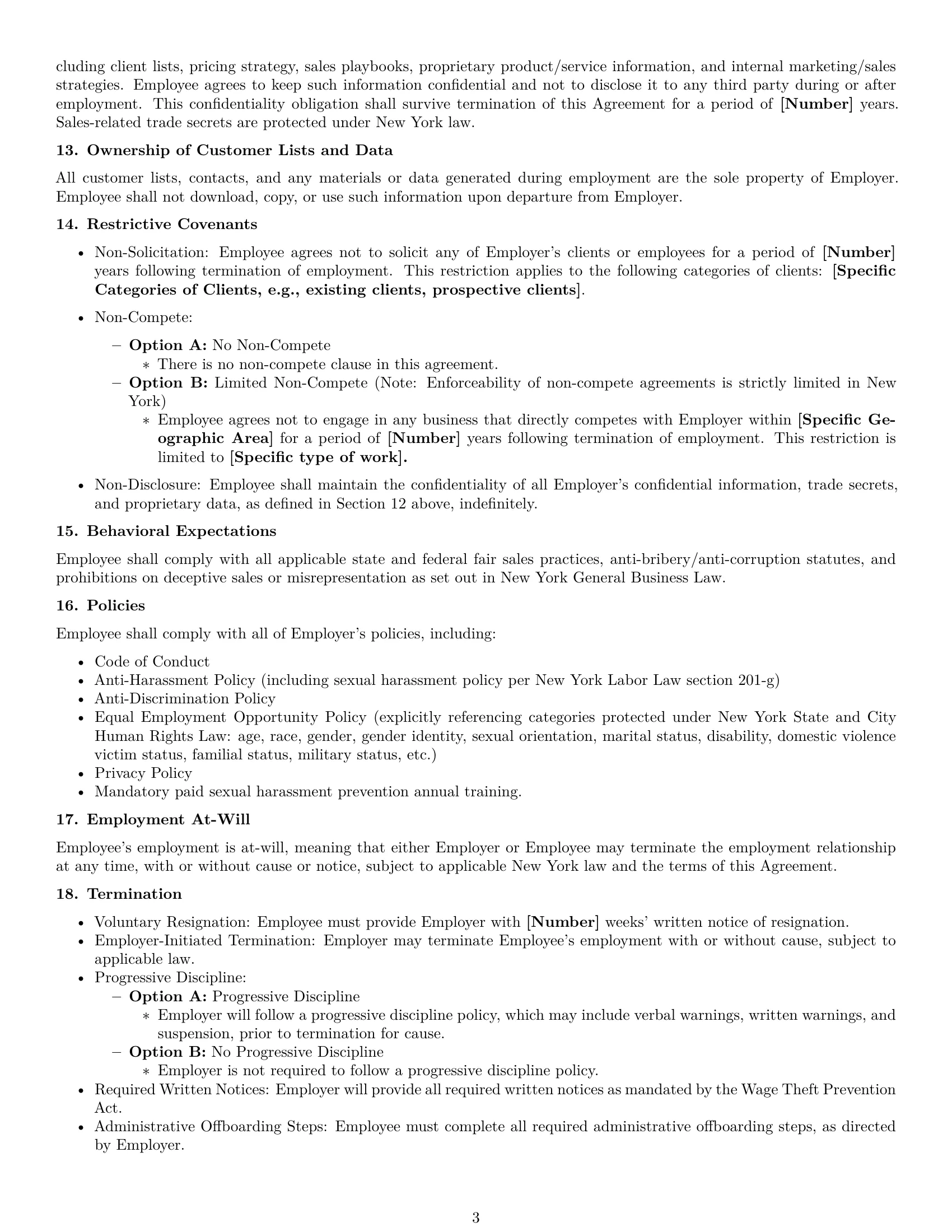 Preview page 3 of Free New York sales representative employment contract template