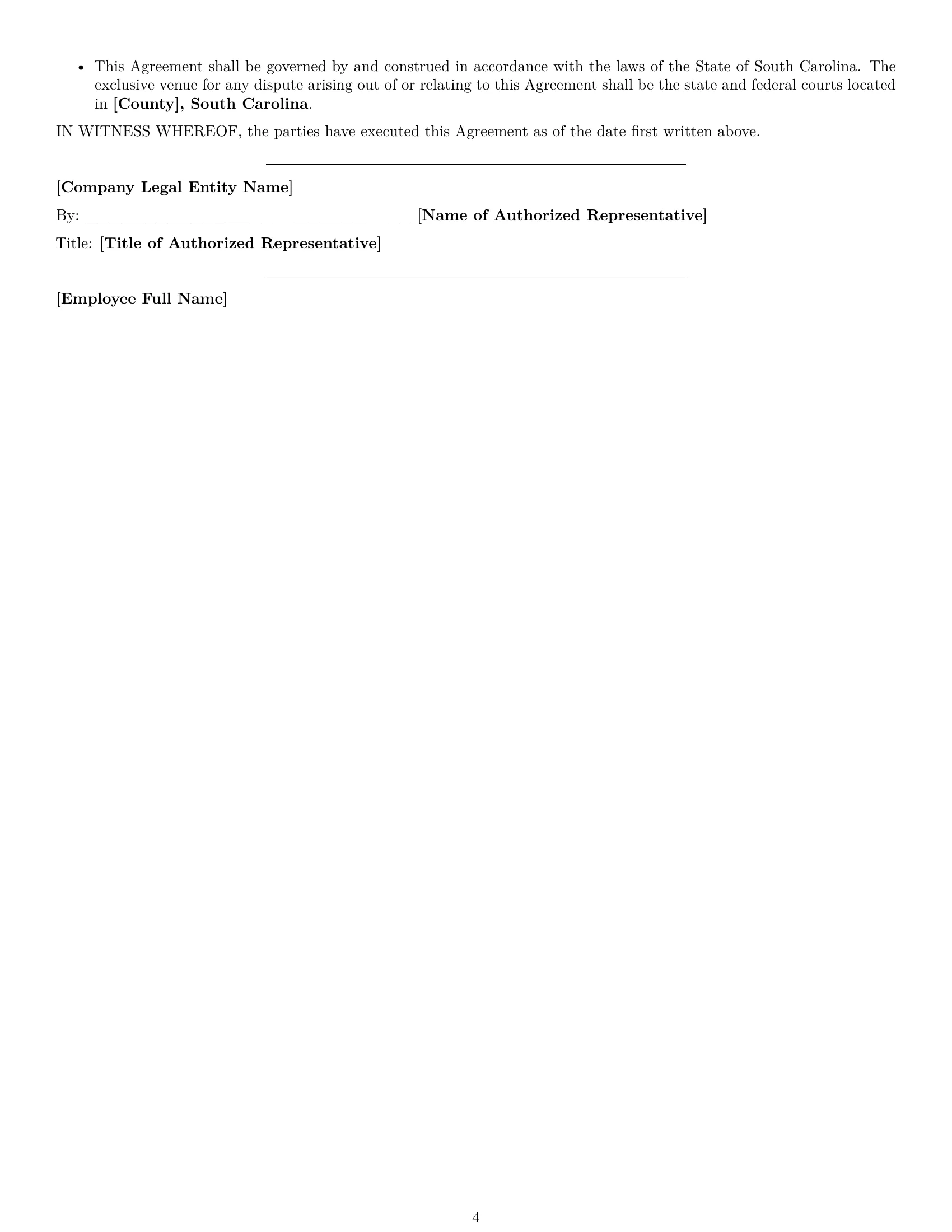 Preview page 4 of Free South Carolina sales representative employment contract template