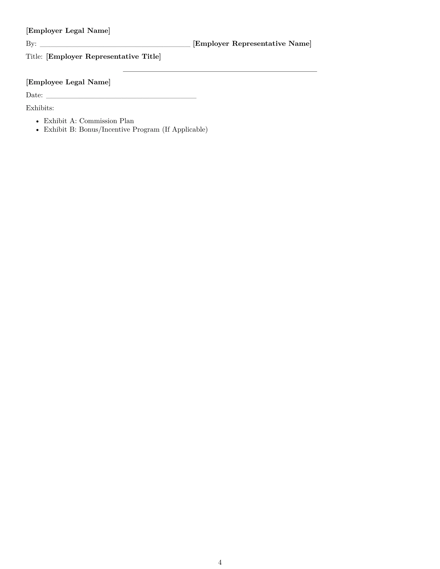 Preview page 4 of Free Texas sales representative employment contract template