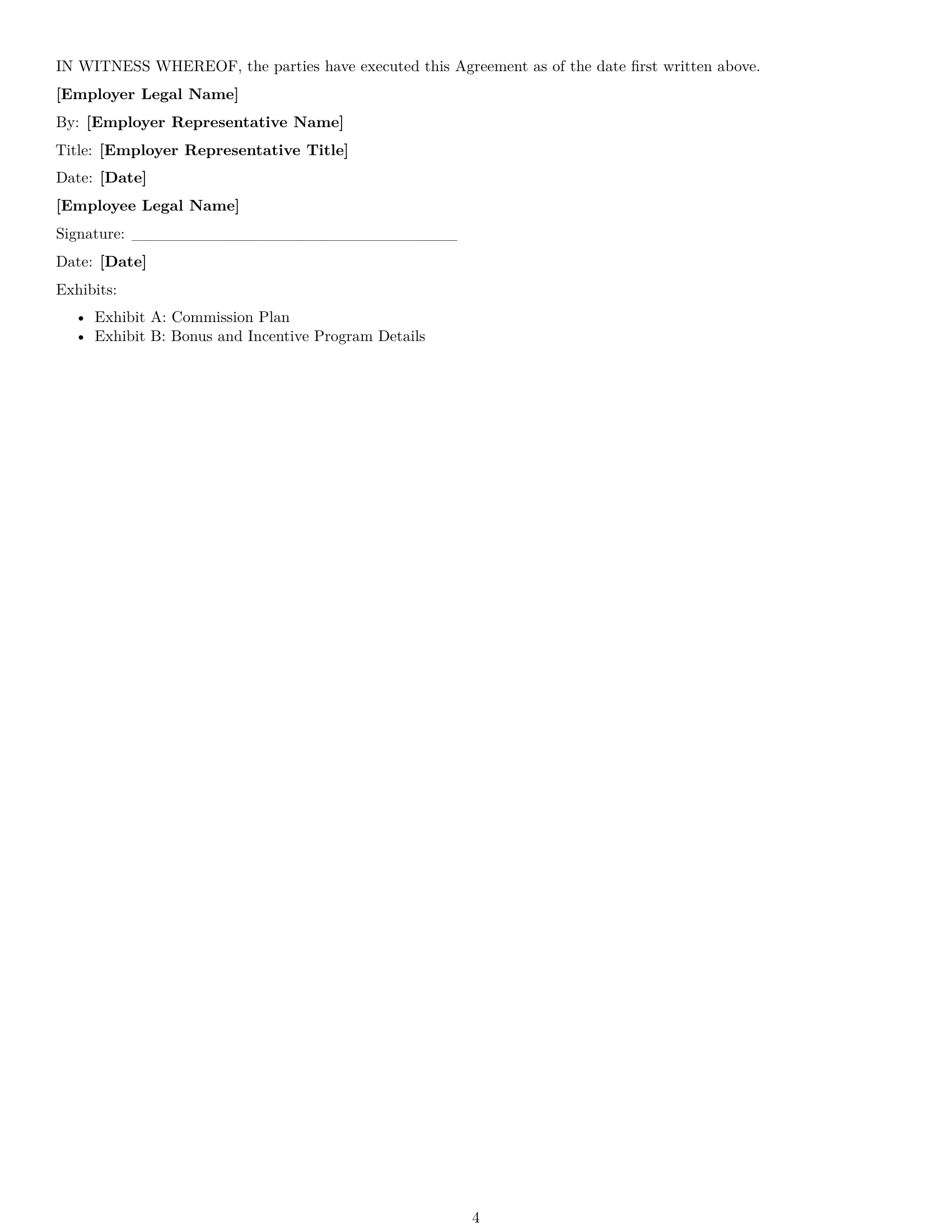 Preview page 4 of Free California sales representative employment contract template