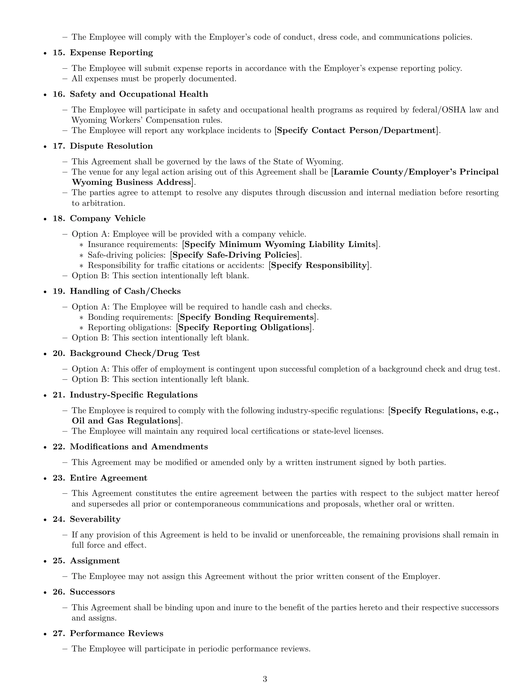 Preview page 3 of Free Wyoming sales representative employment contract template