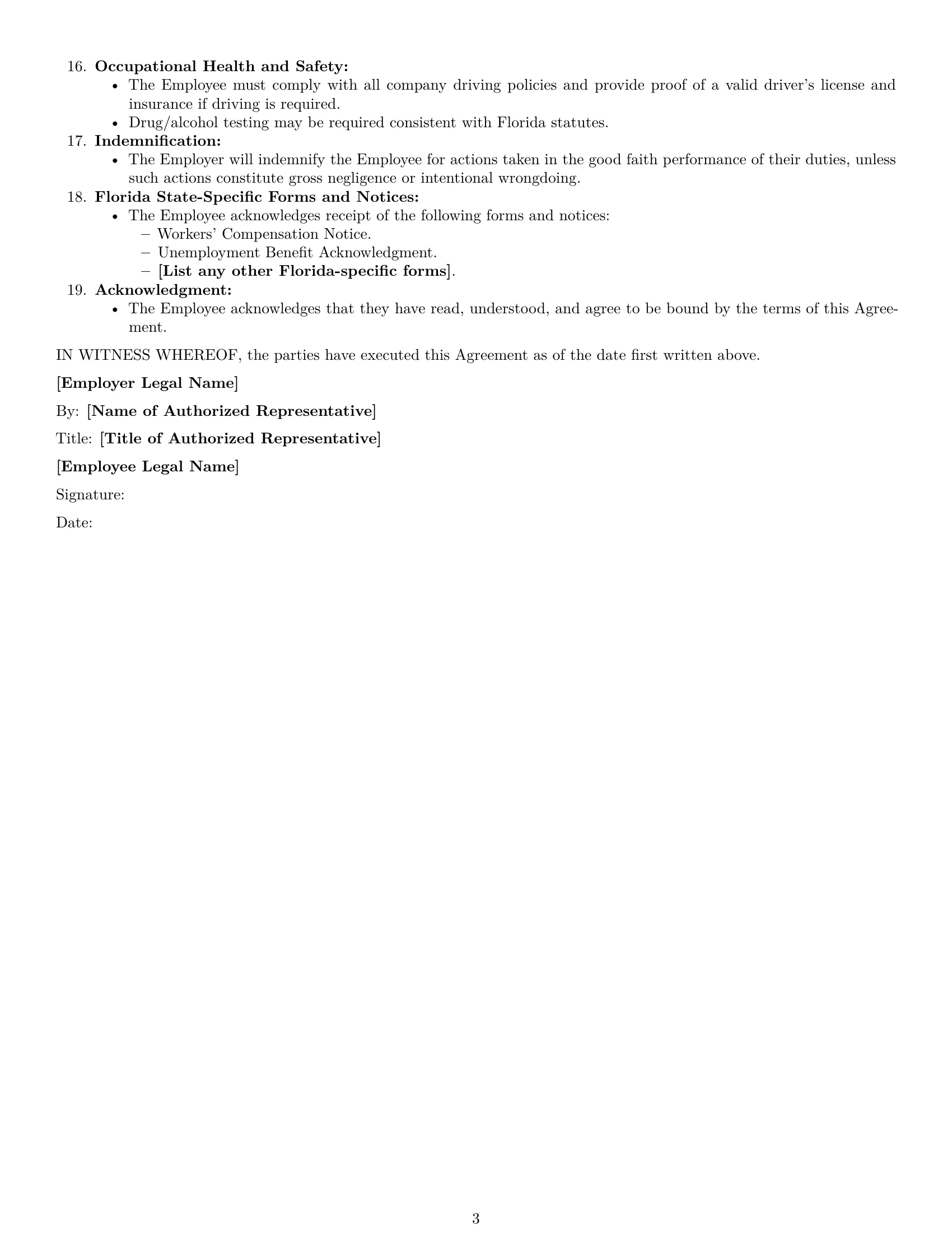 Preview page 3 of Free Florida sales representative employment contract template