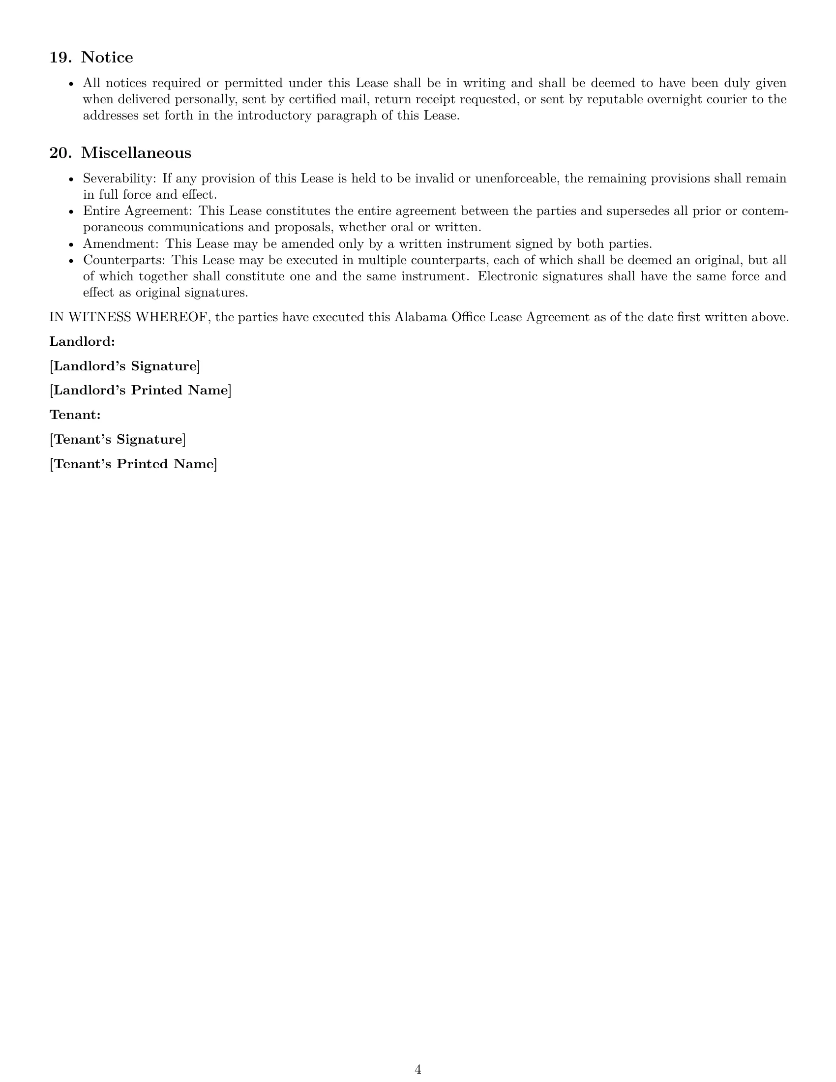 Preview page 4 of Free Alabama office lease agreement template