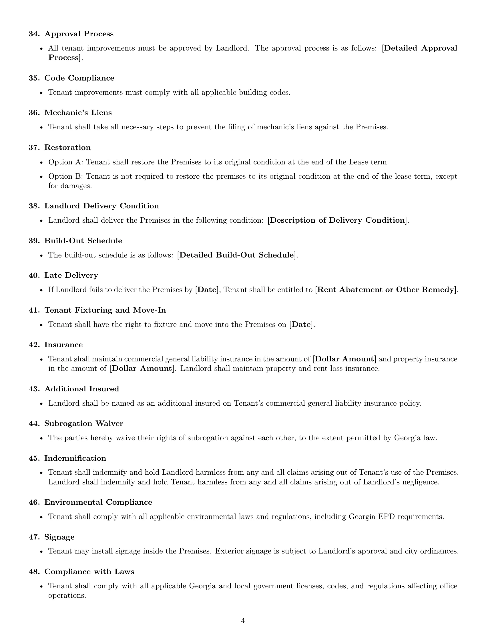 Preview page 4 of Free Georgia office lease agreement template
