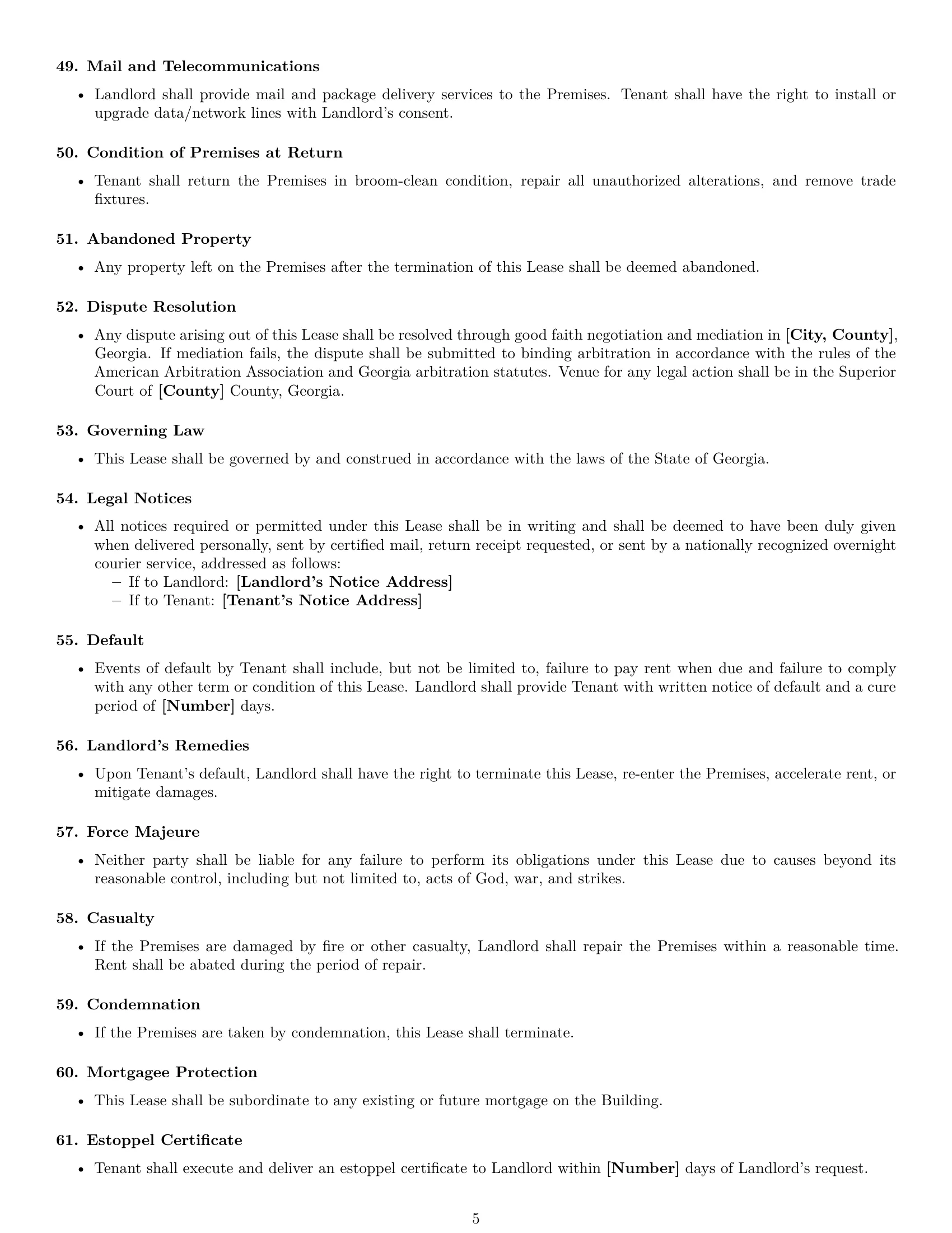 Preview page 5 of Free Georgia office lease agreement template