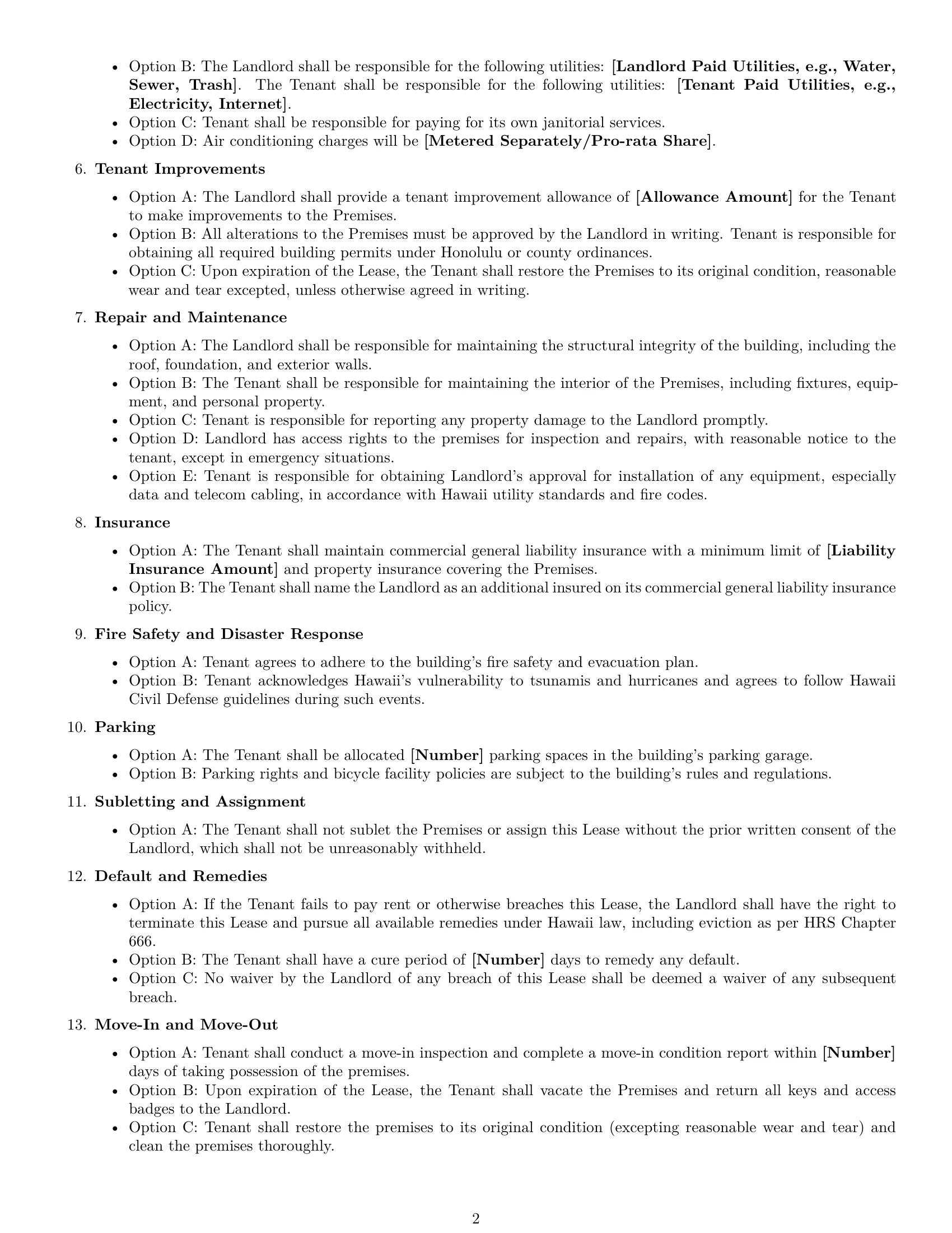 Preview page 2 of Free Hawaii office lease agreement template