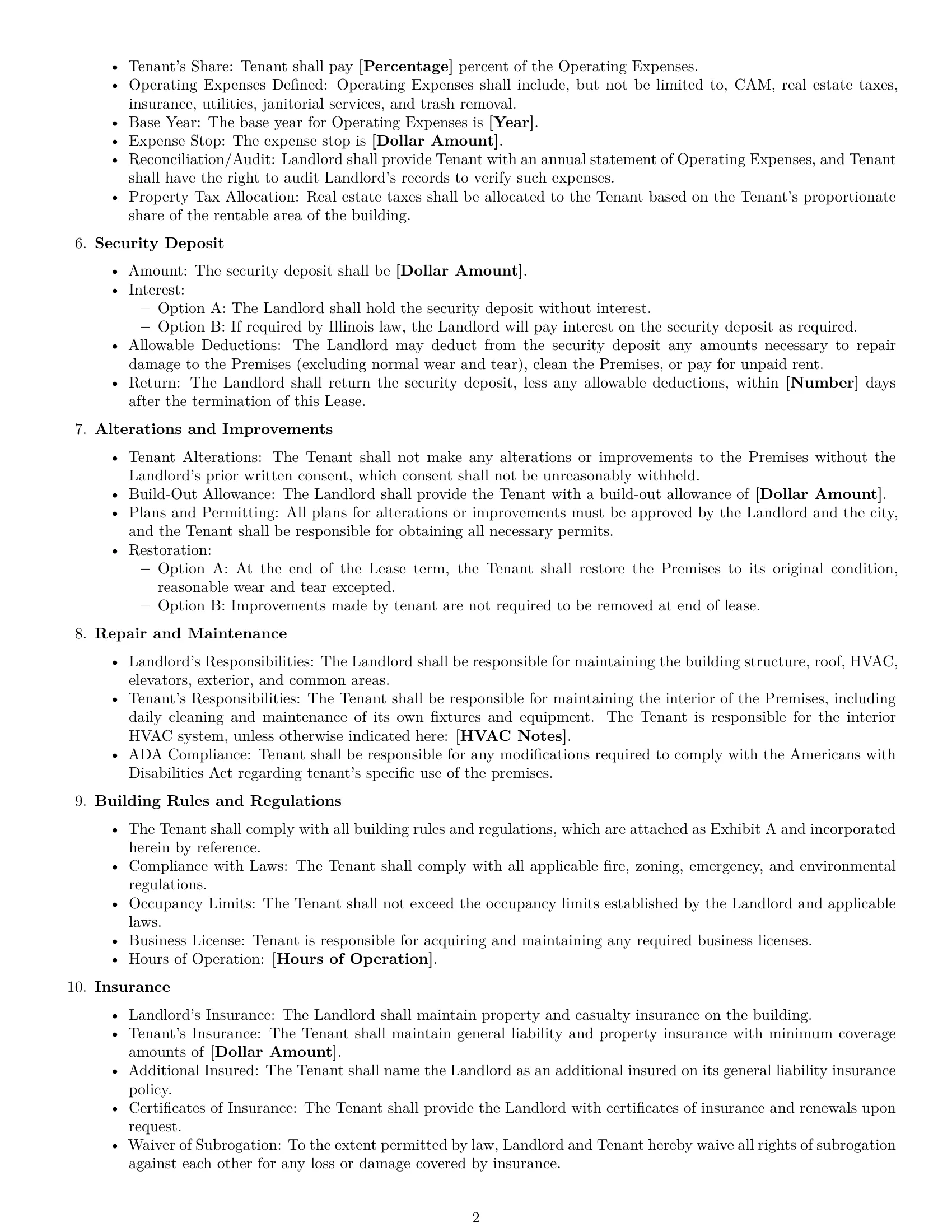 Preview page 2 of Free Illinois office lease agreement template