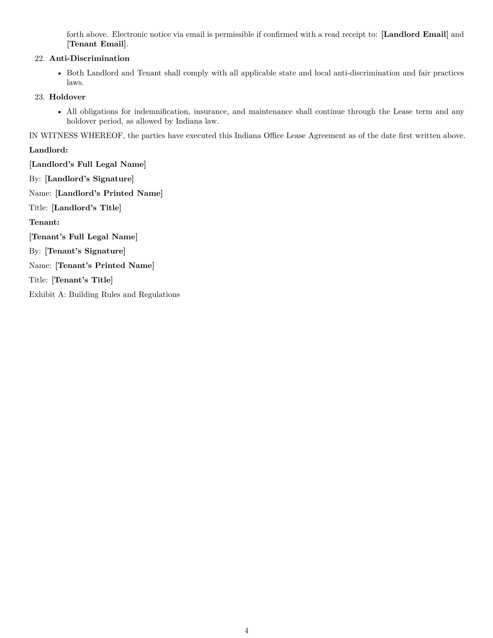 Preview page 4 of Free Indiana office lease agreement template