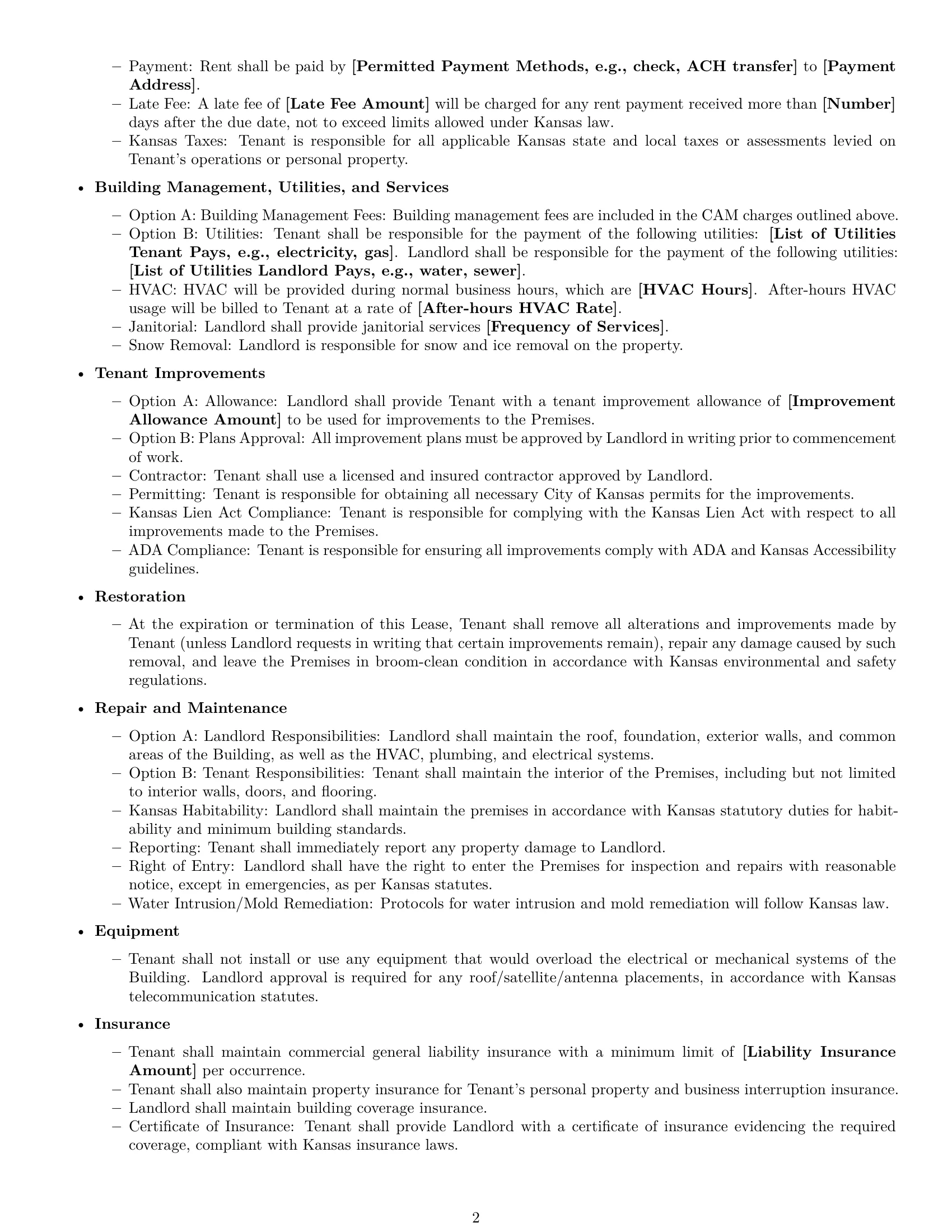 Preview page 2 of Free Kansas office lease agreement template