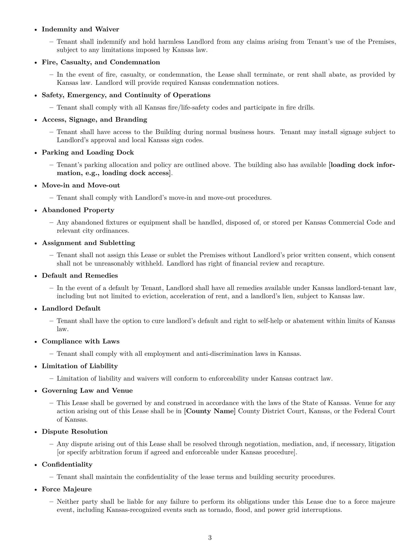 Preview page 3 of Free Kansas office lease agreement template