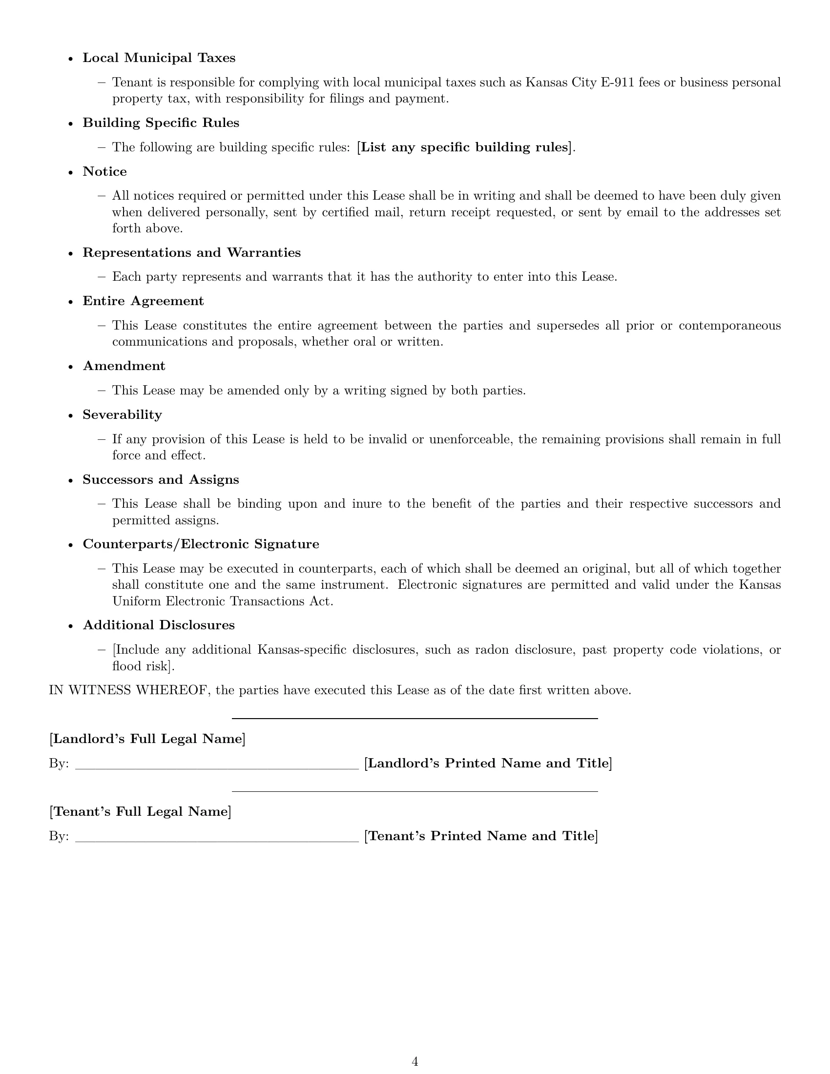 Preview page 4 of Free Kansas office lease agreement template