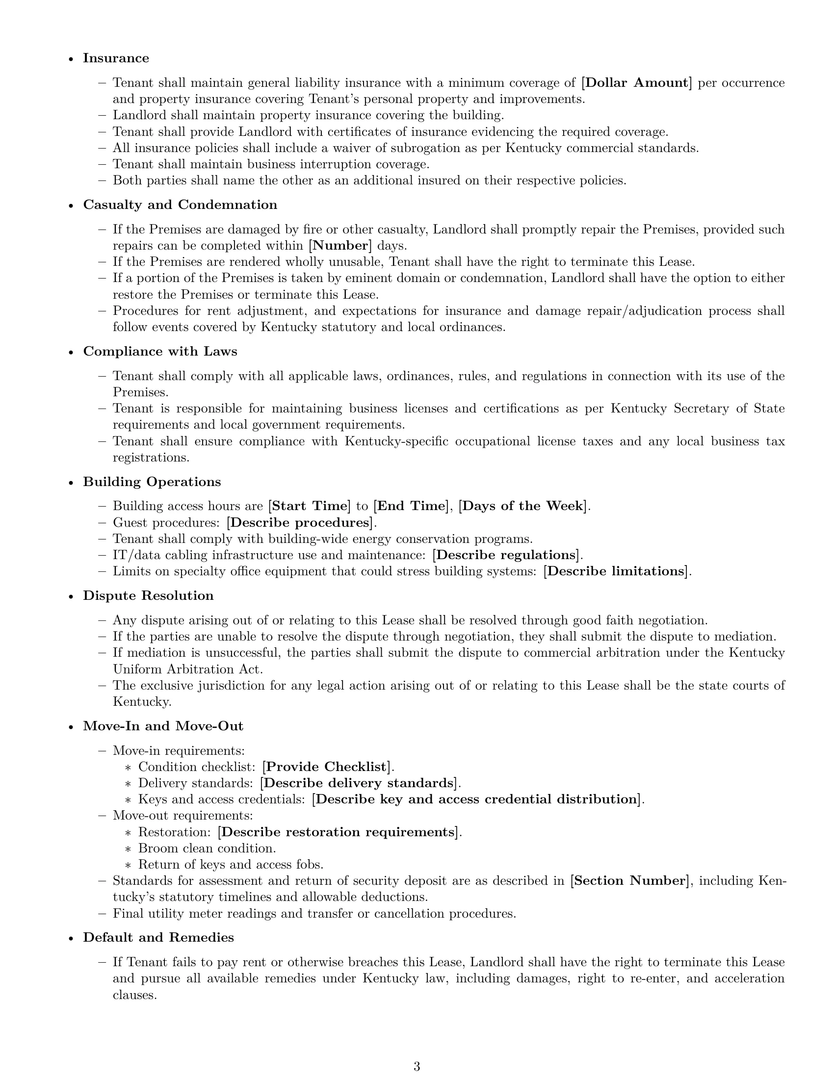 Preview page 3 of Free Kentucky office lease agreement template