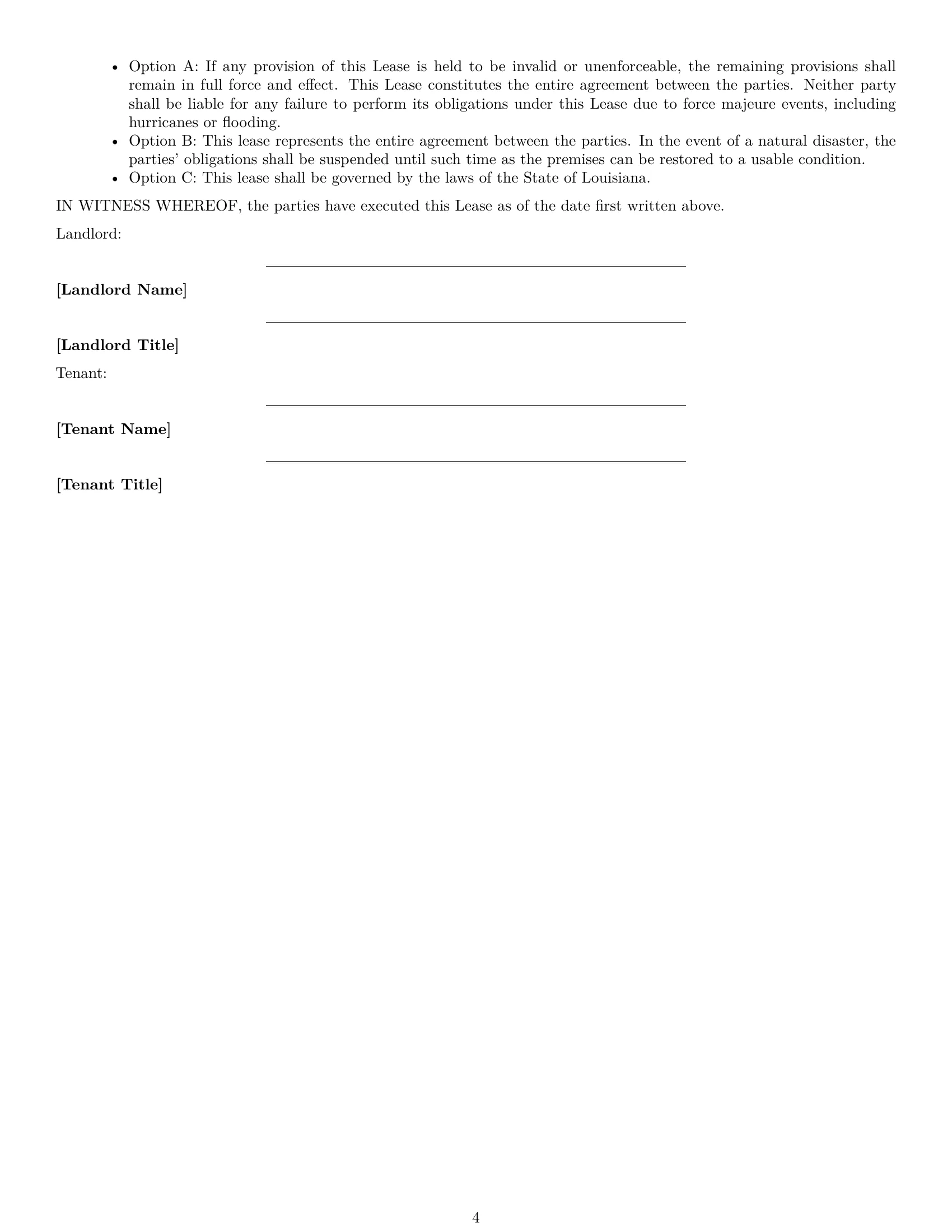 Preview page 4 of Free Louisiana office lease agreement template
