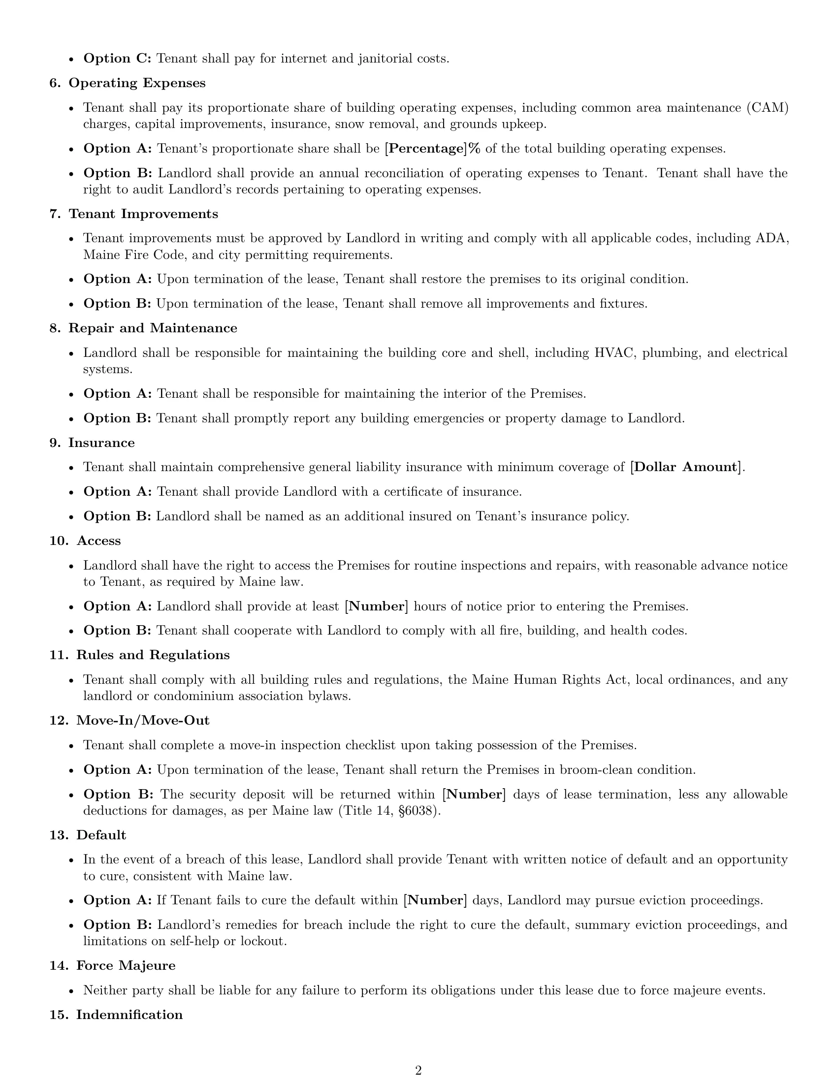 Preview page 2 of Free Maine office lease agreement template