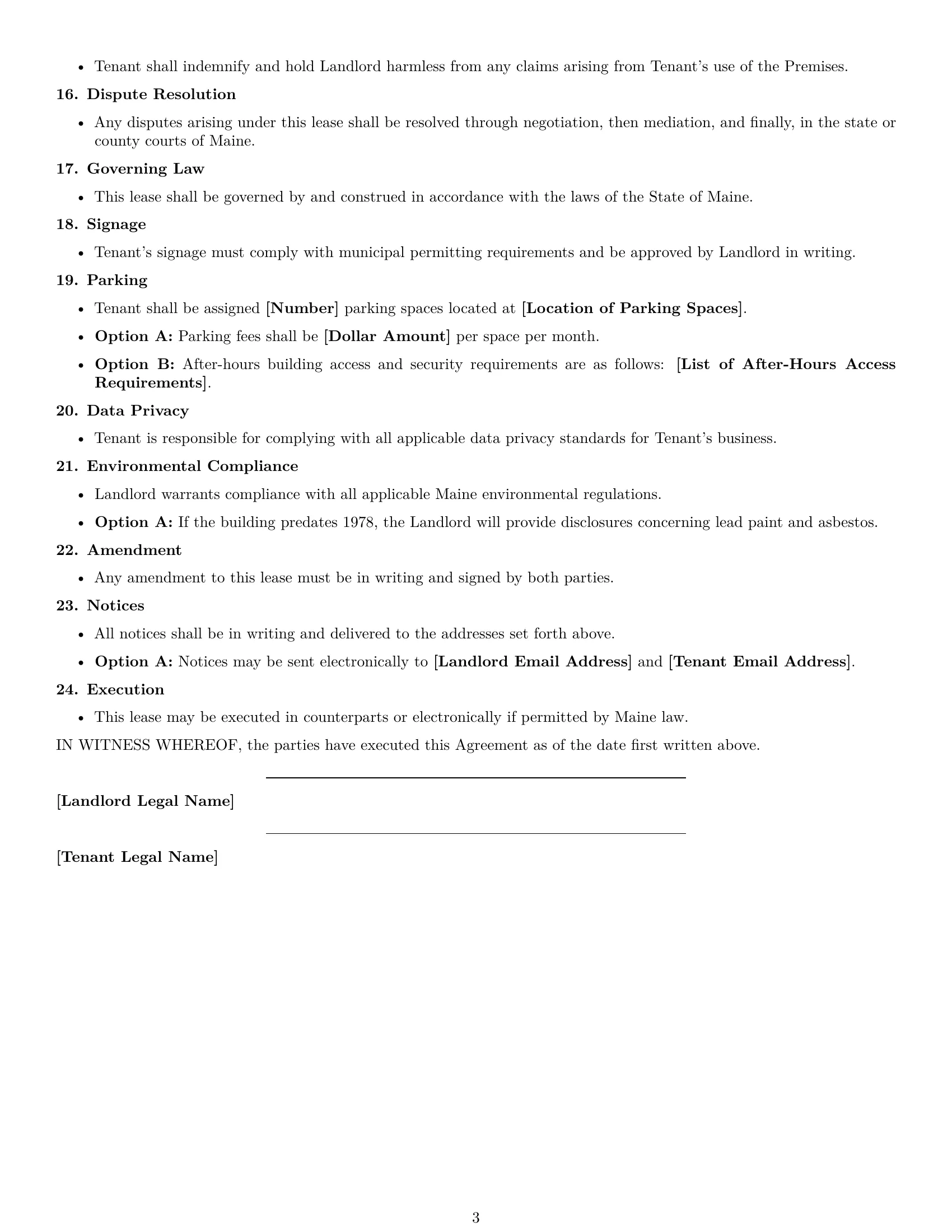 Preview page 3 of Free Maine office lease agreement template