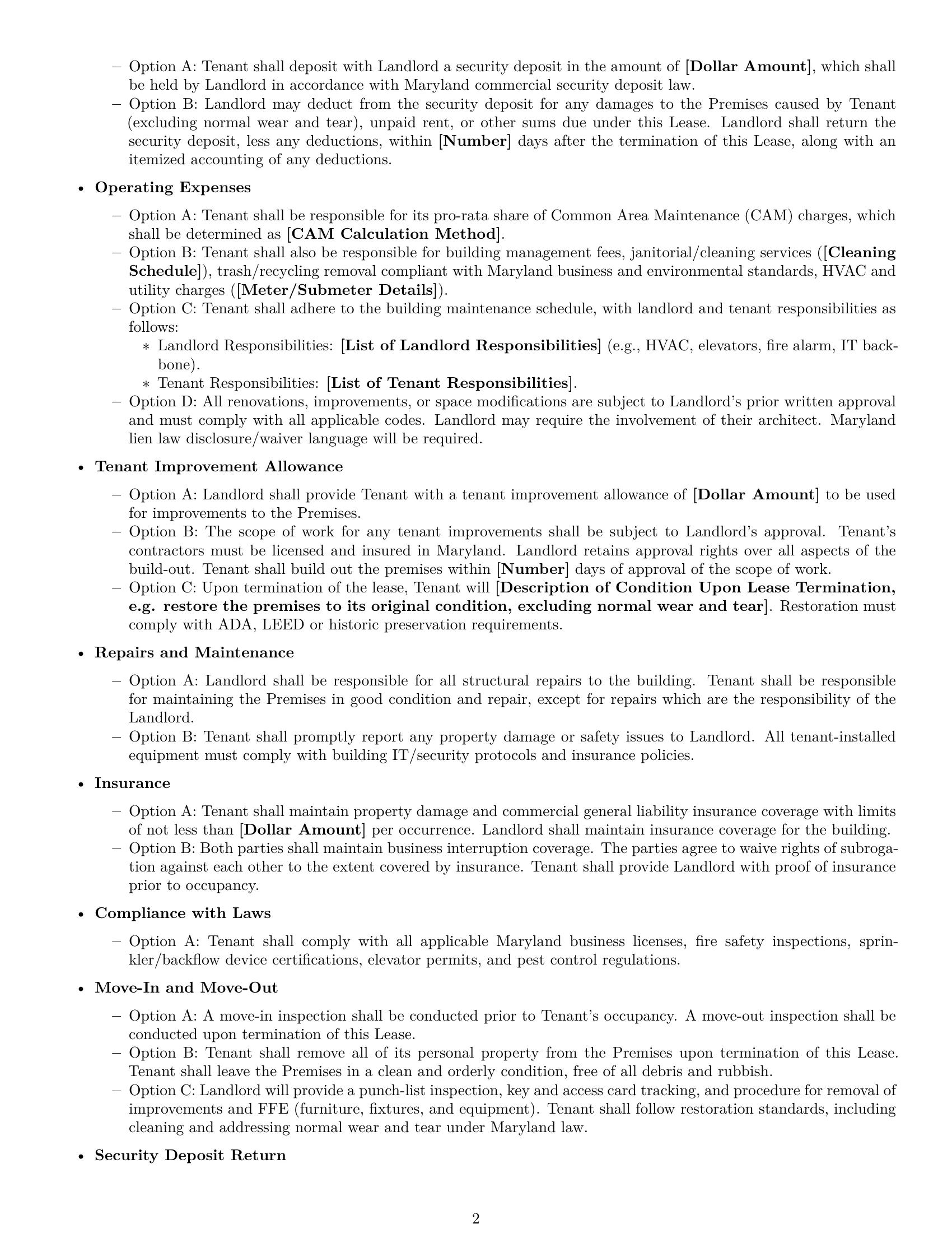 Preview page 2 of Free Maryland office lease agreement template