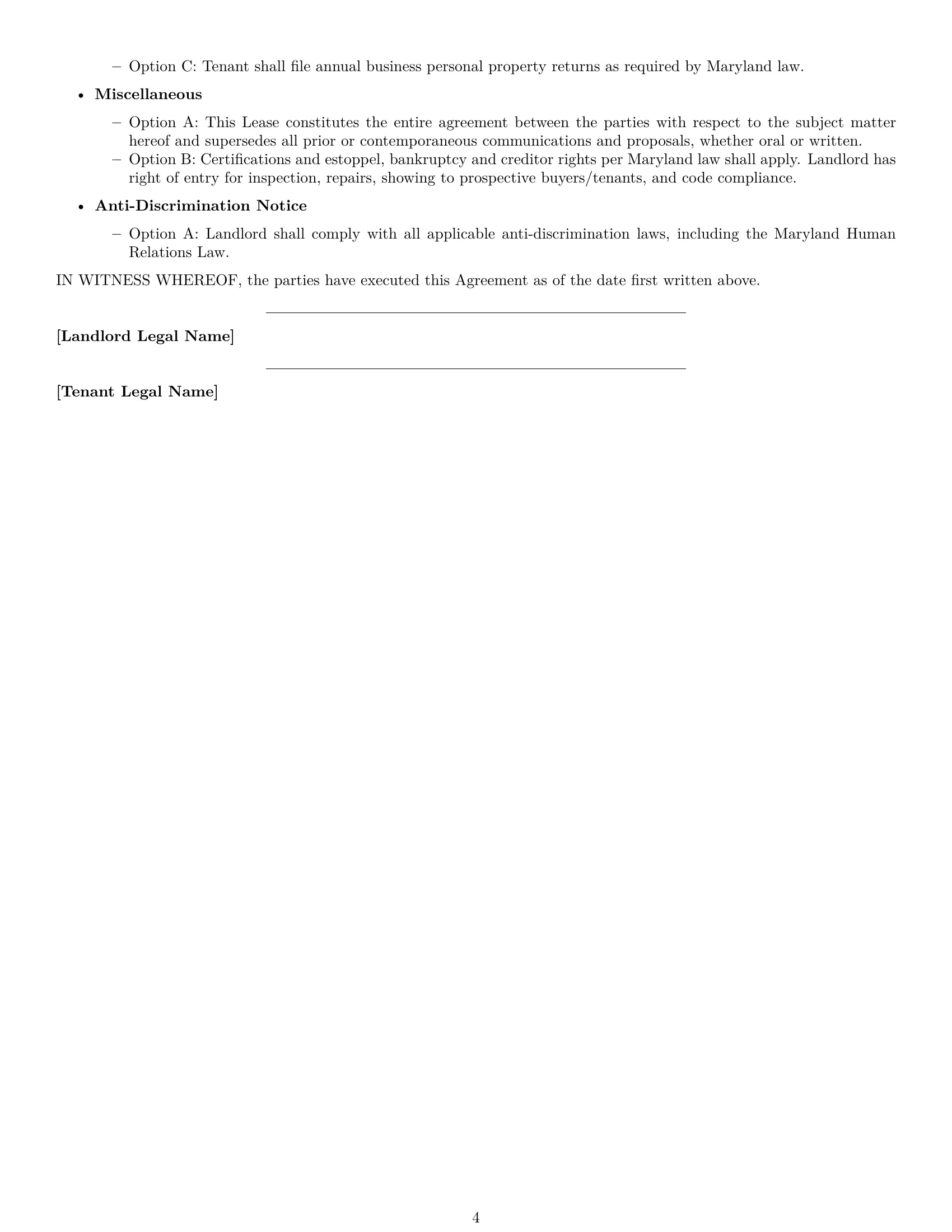 Preview page 4 of Free Maryland office lease agreement template