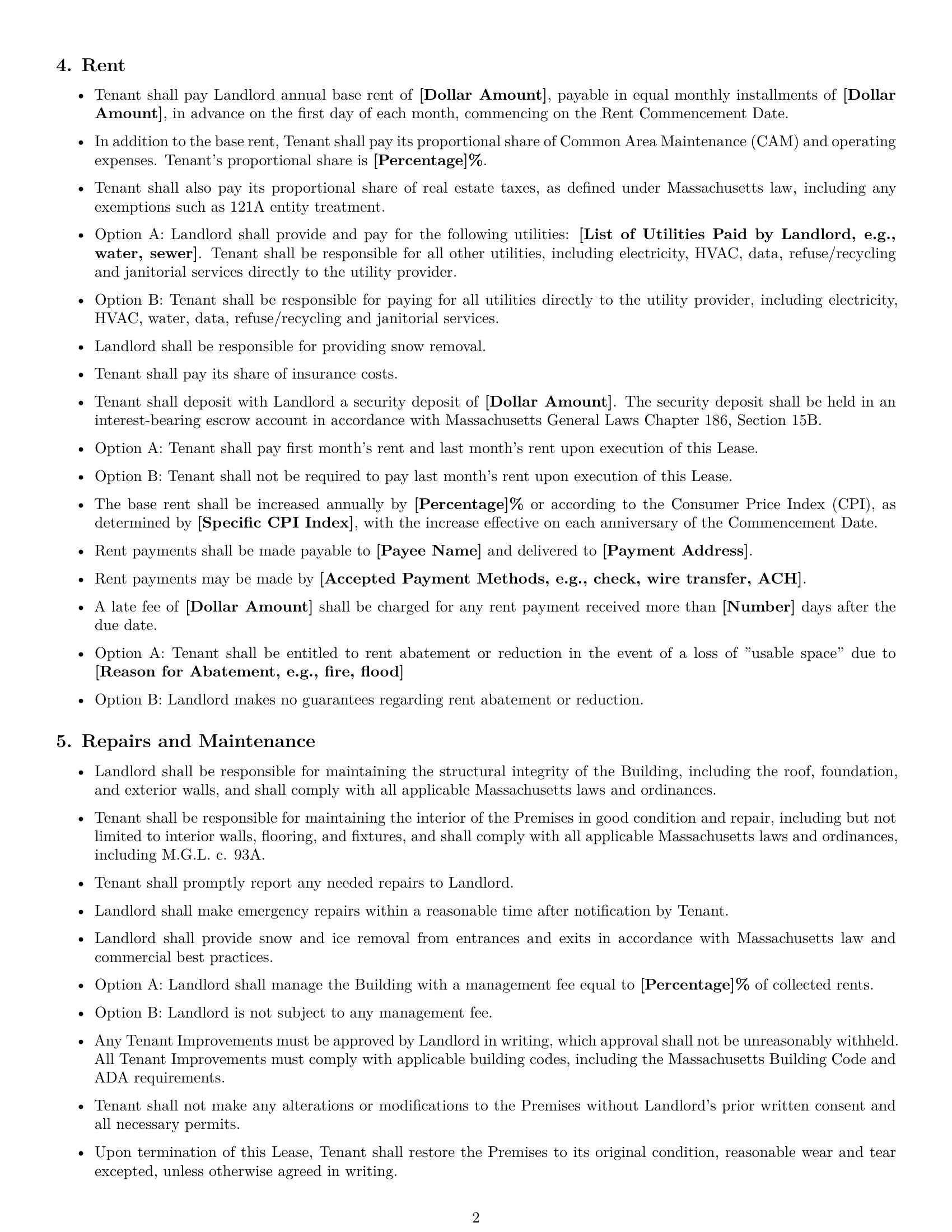 Preview page 2 of Free Massachusetts office lease agreement template