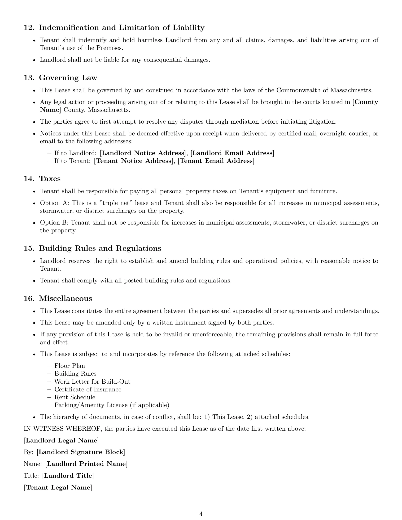 Preview page 4 of Free Massachusetts office lease agreement template