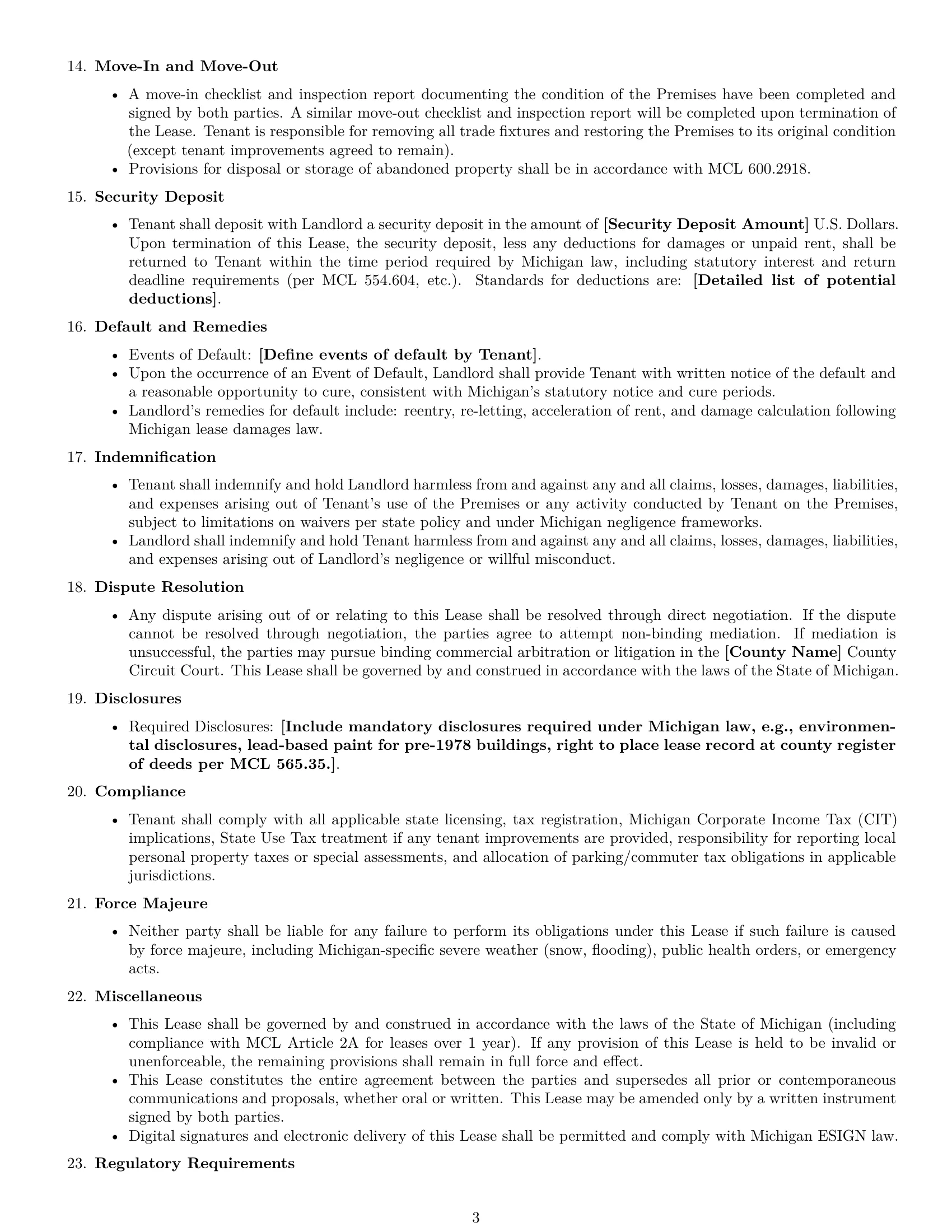 Preview page 3 of Free Michigan office lease agreement template