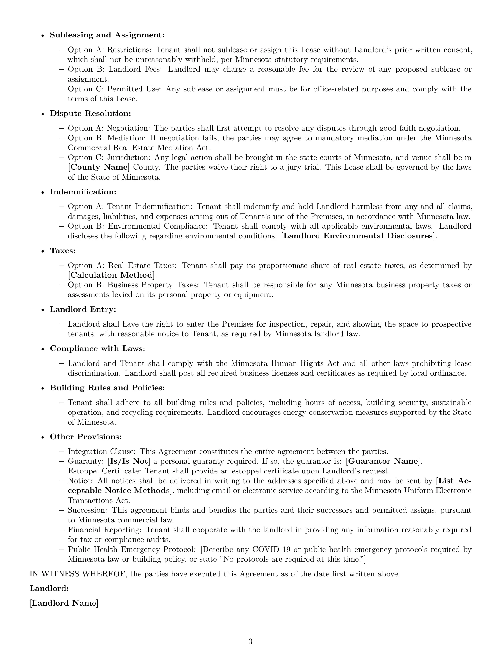 Preview page 3 of Free Minnesota office lease agreement template