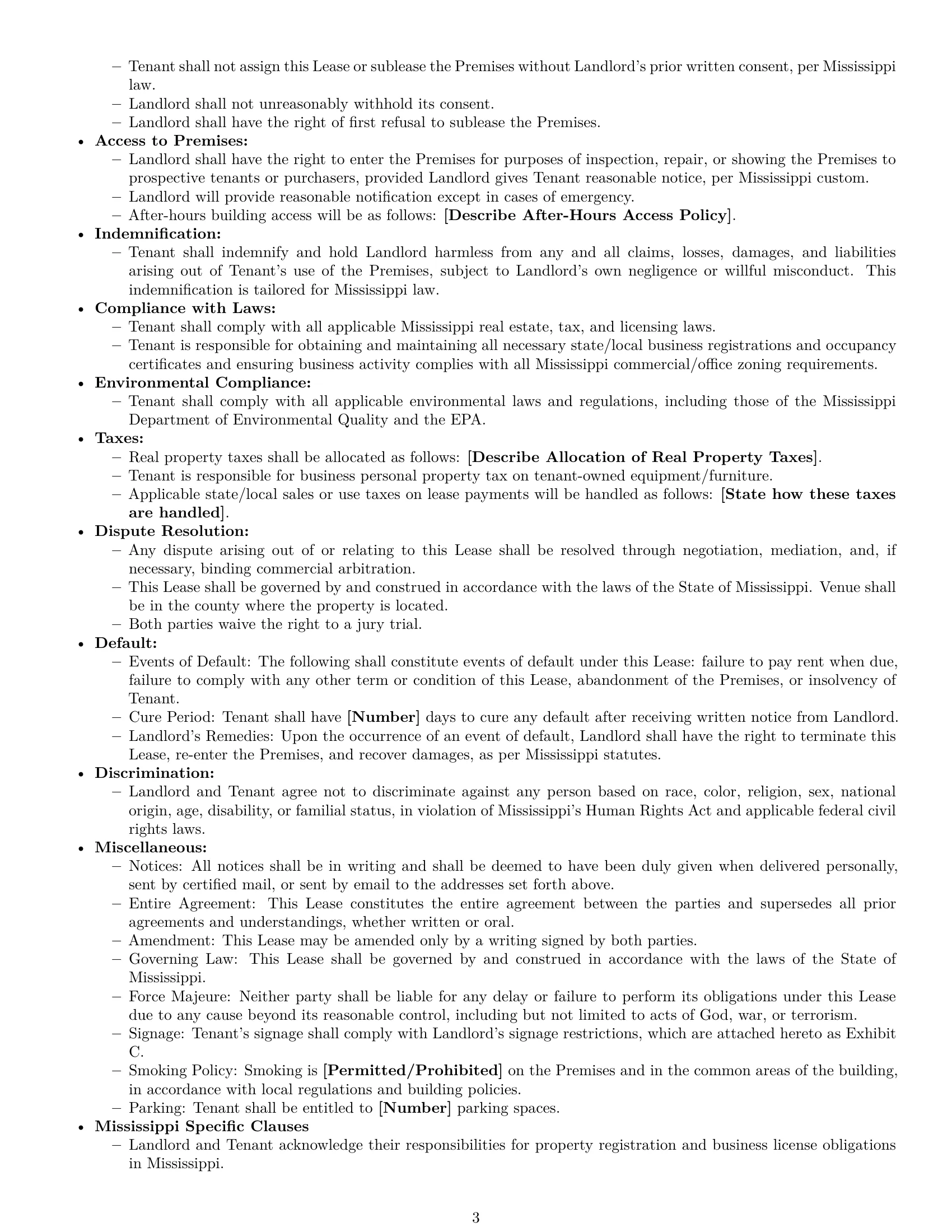 Preview page 3 of Free Mississippi office lease agreement template