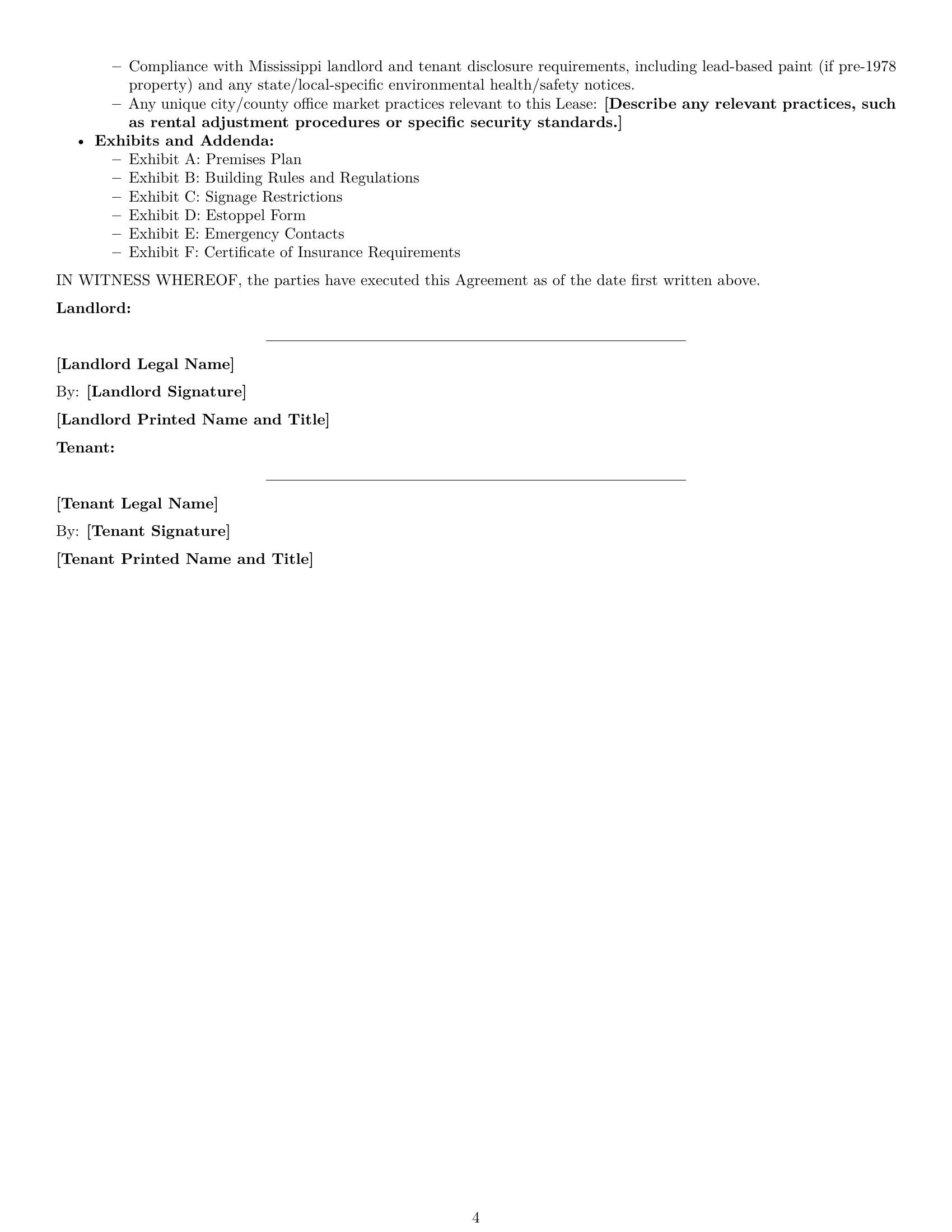 Preview page 4 of Free Mississippi office lease agreement template