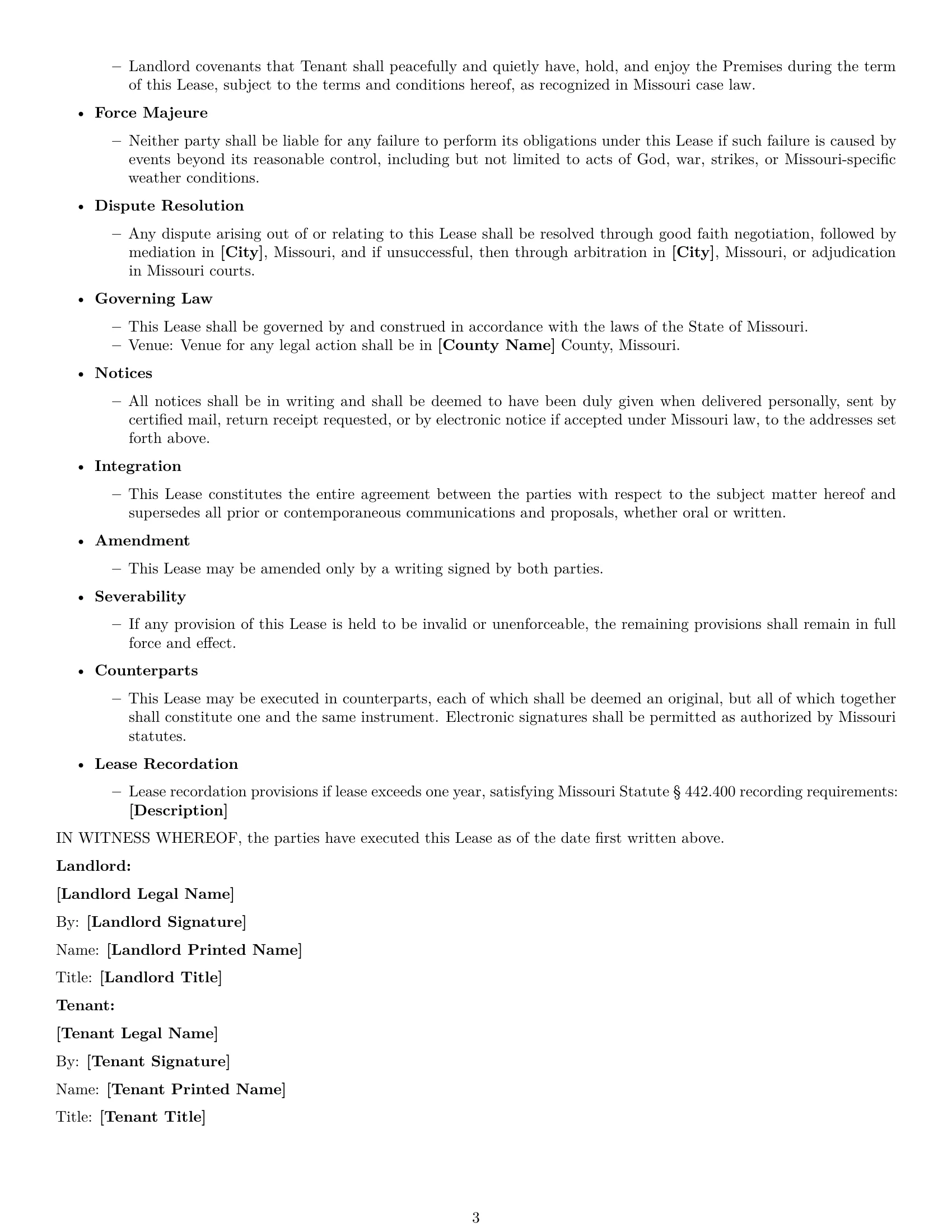 Preview page 3 of Free Missouri office lease agreement template