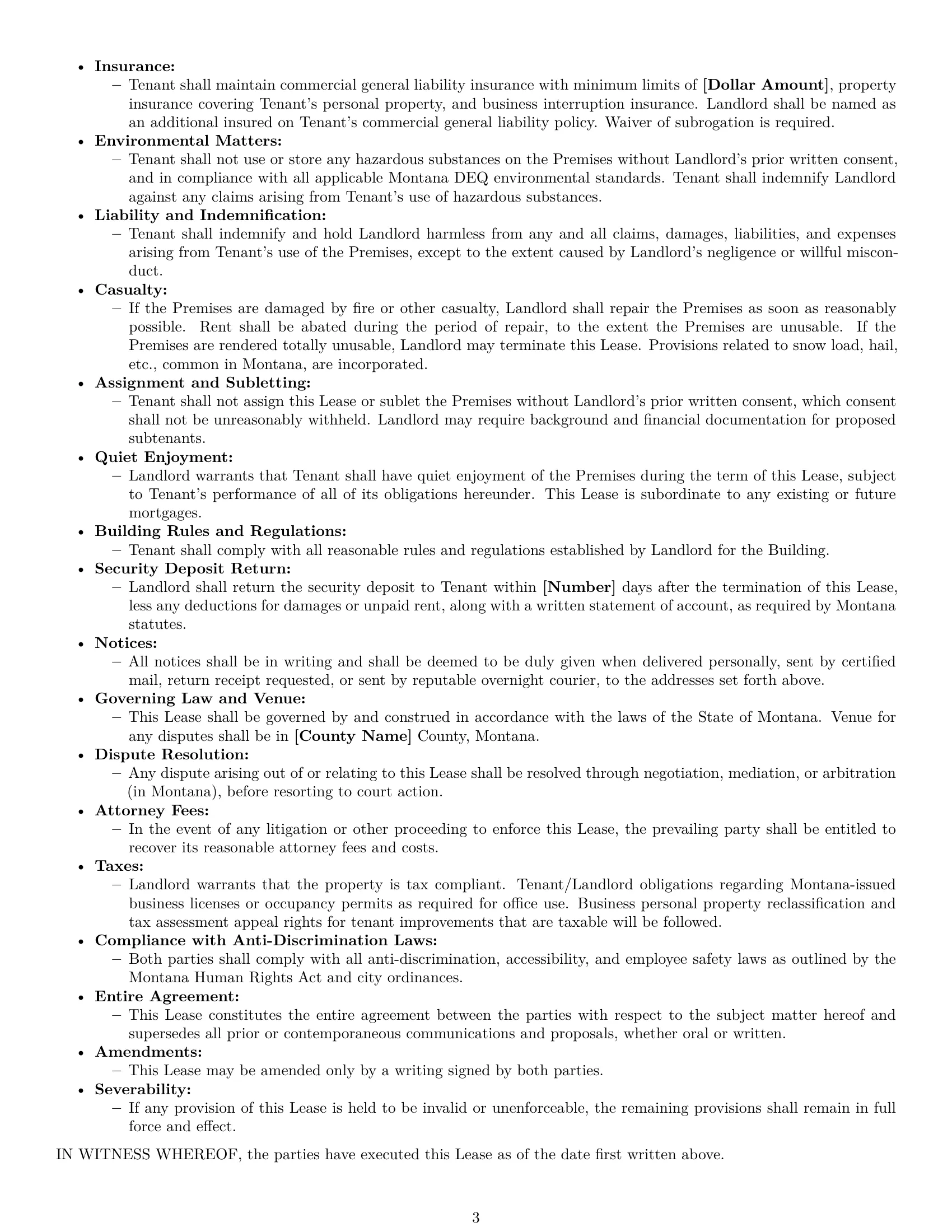 Preview page 3 of Free Montana office lease agreement template
