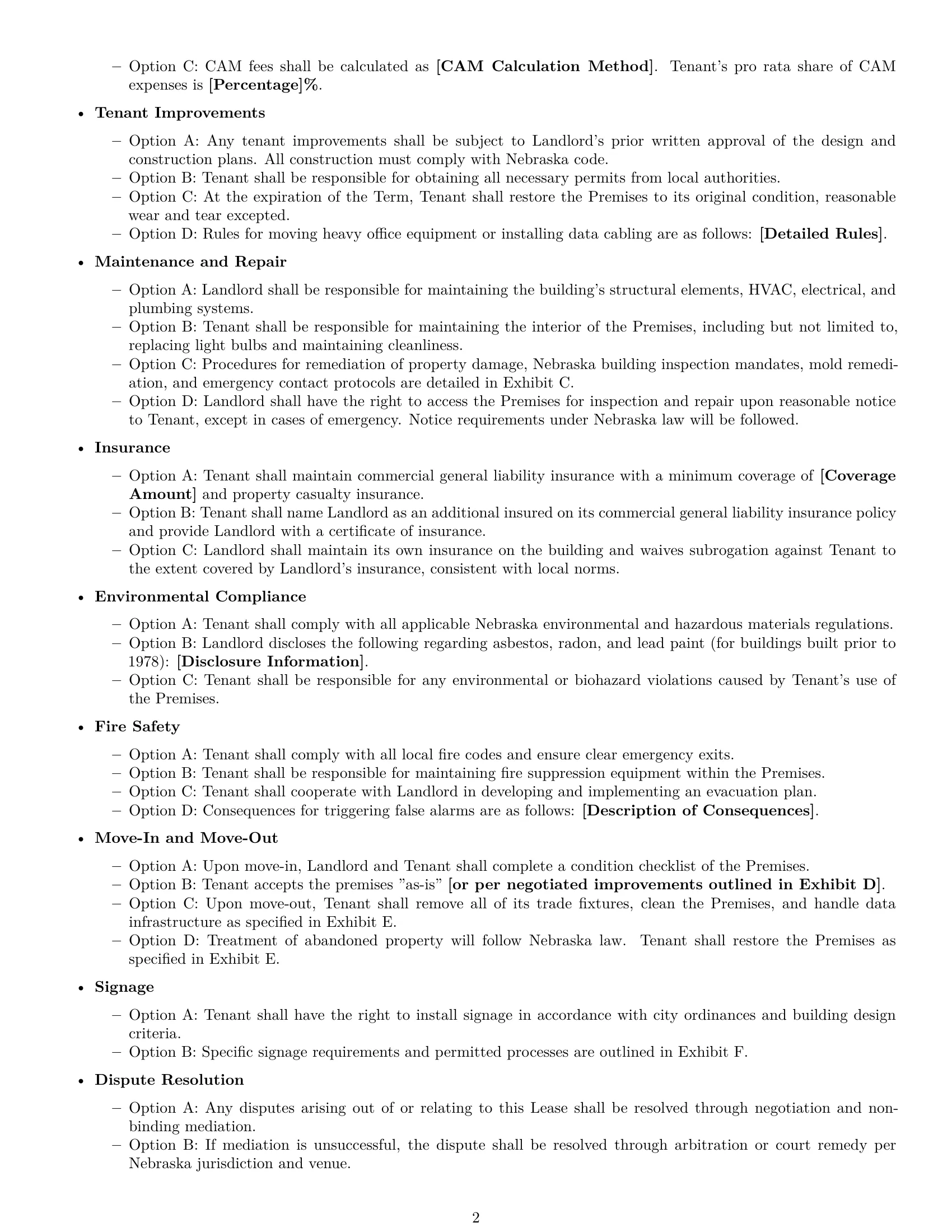 Preview page 2 of Free Nebraska office lease agreement template
